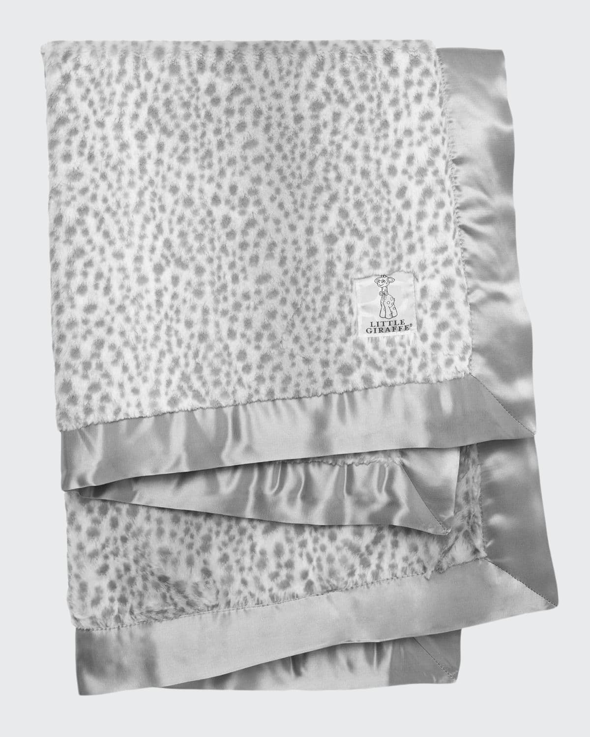 Little Giraffe Kids' Luxe Snow Leopard Printed Plush Baby Blanket In Silver