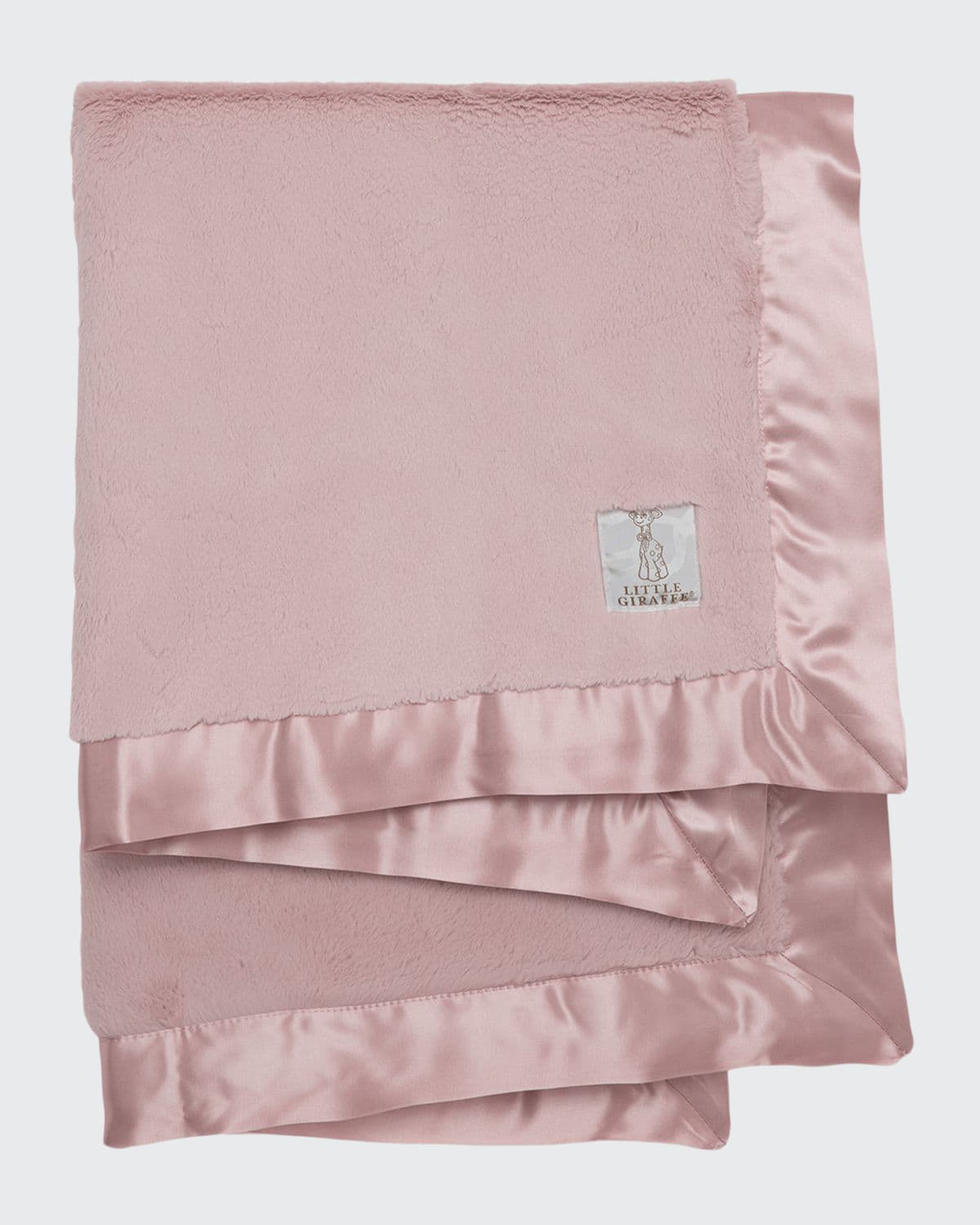 Little Giraffe Kids' Luxe Solid Plush Baby Blanket W/ Satin Border In Pink Pattern