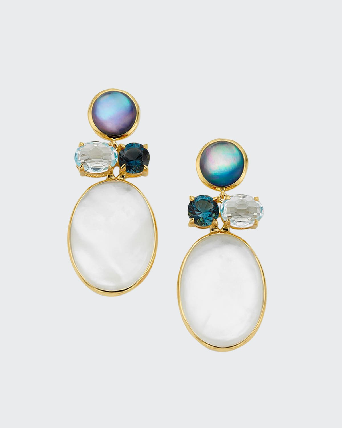 Ippolita 18k Rock Candy Luce 4-stone Earrings In Blu Notte In Gold