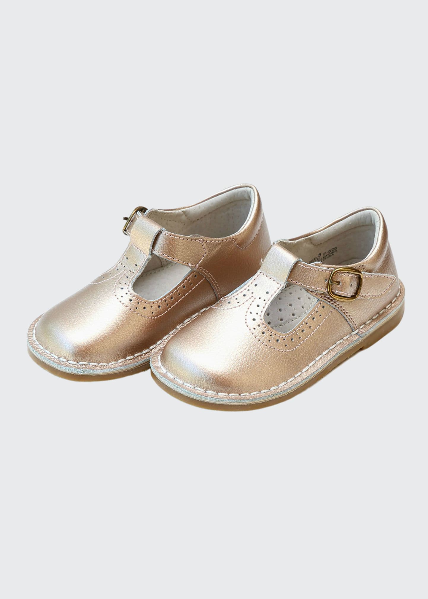 L'amour Shoes Kids' Girl's Frances Metallic T-strap Mary Jane Shoes, Baby/toddlers