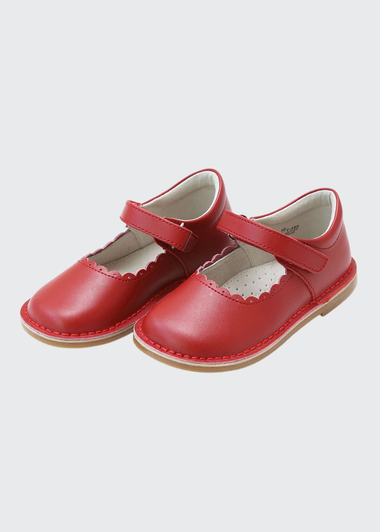 L'amour Shoes Kids' Girl's Caitlin Scalloped Grip-strap Mary Jane Shoes, Baby/toddlers