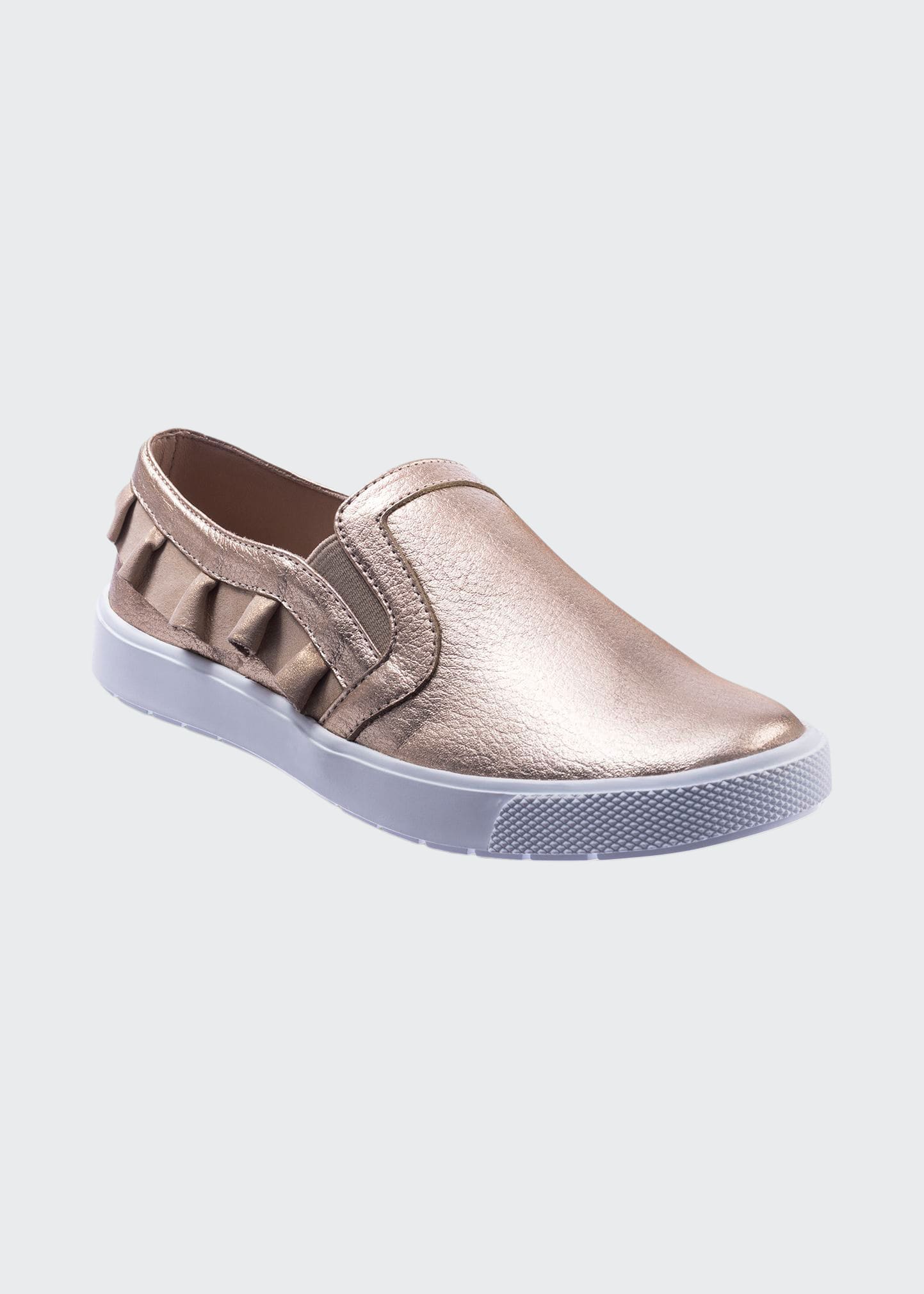 Elephantito Little Girl's & Girl's Metallic Ruffled Slip-on Sneakers
