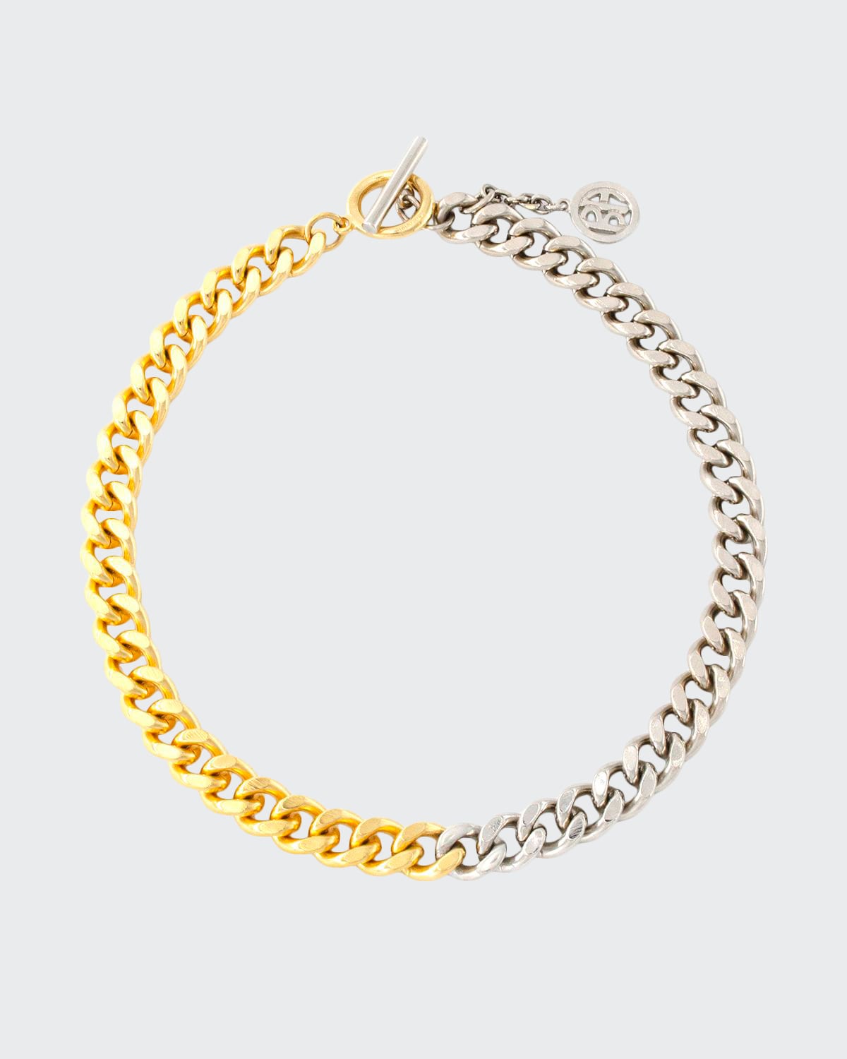 24k Gold Electroplate and Silver Link Necklace