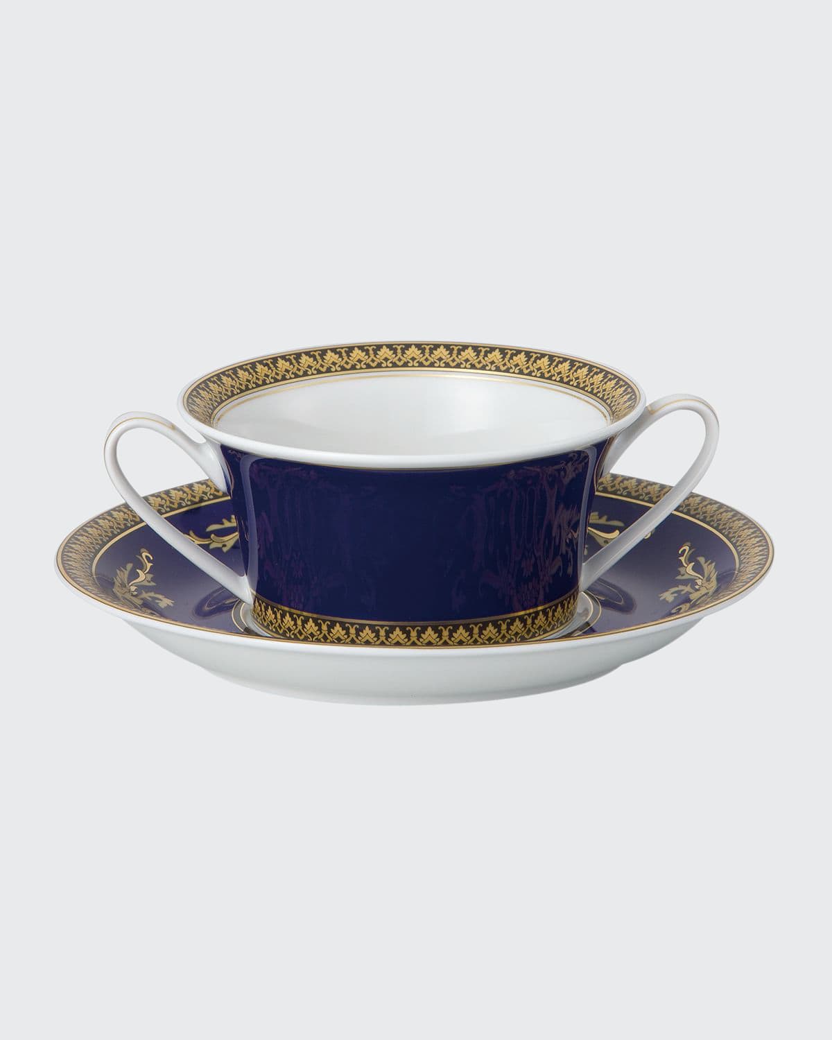 Versace Medusa Blue Cream Soup Cup & Saucer