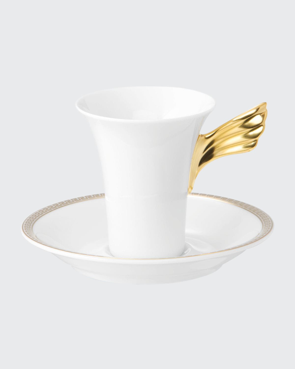 Versace Medusa D'or A. D. Cup & Saucer In White