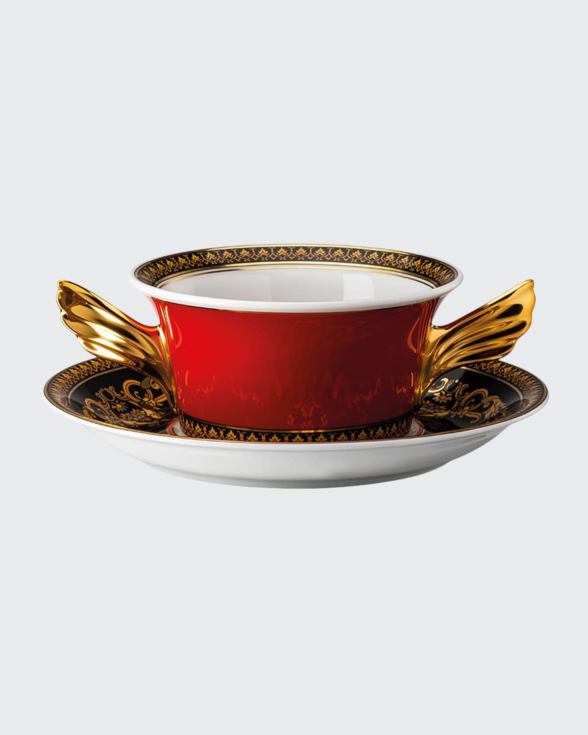 Versace Medusa Red Cream Soup Cup & Saucer