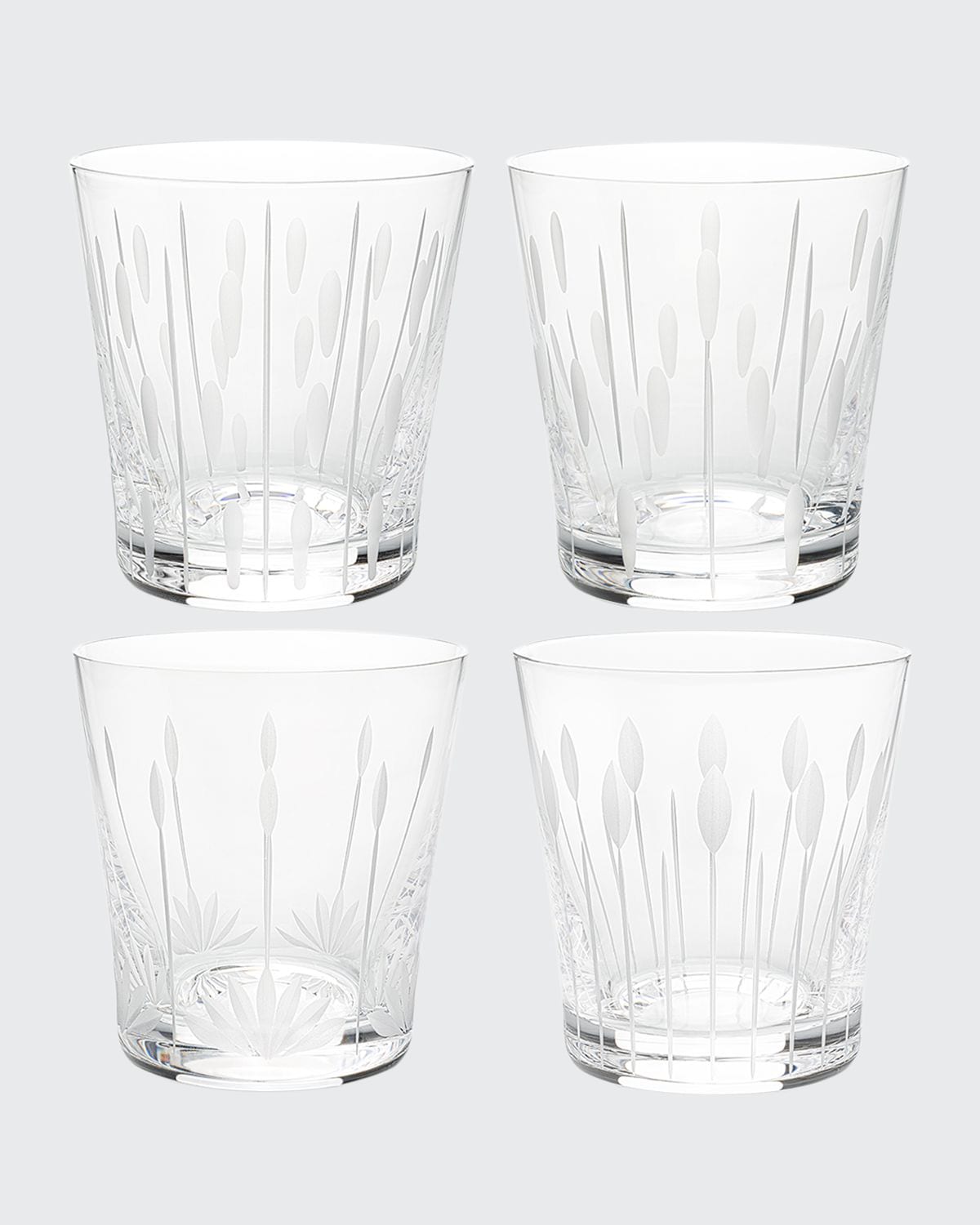 LALIQUE LOTUS TUMBLERS, SET OF 4