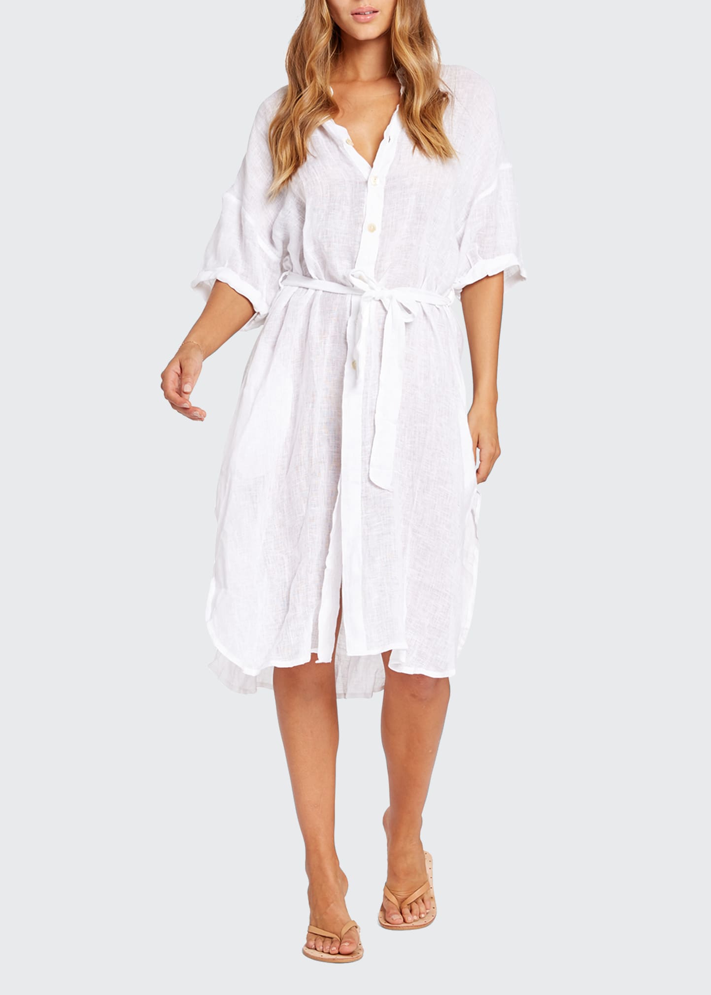 Vitamin A White EcoLinen Canyon Midi Dress