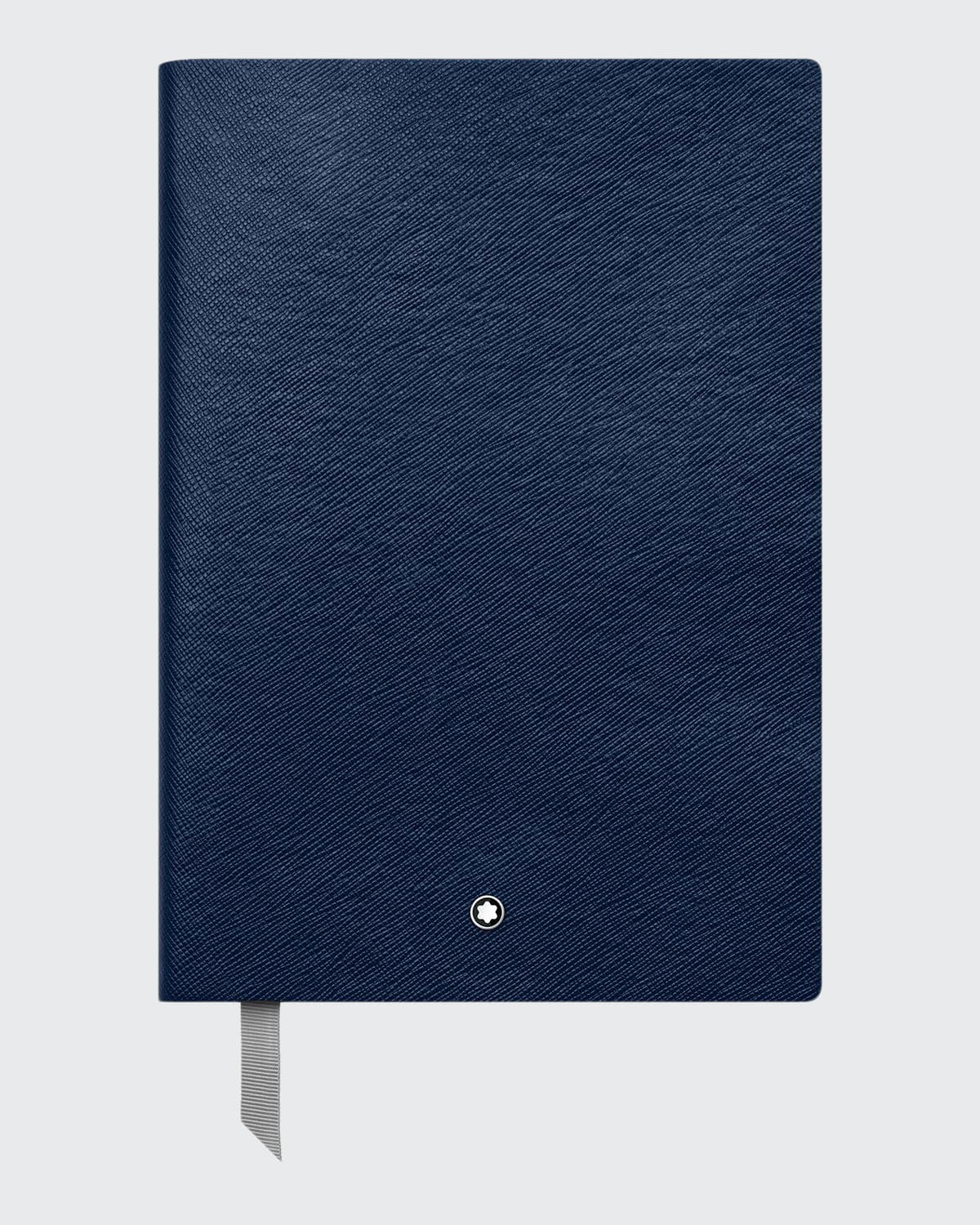 Shop Montblanc Fine Stationary Leather Notebook #146, Indigo In Indigo Blue