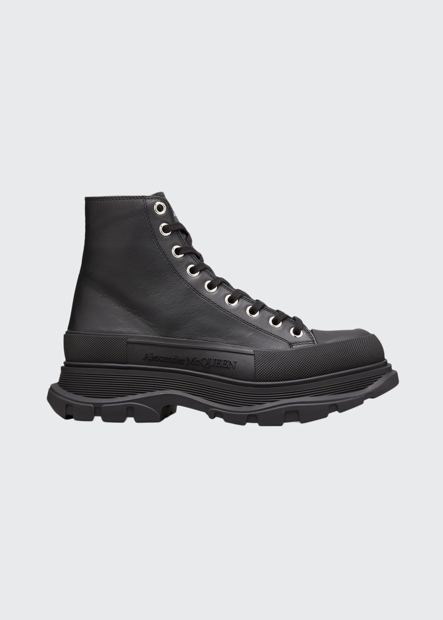 Alexander Mcqueen Men's Tread Slick Boot In Black/silver