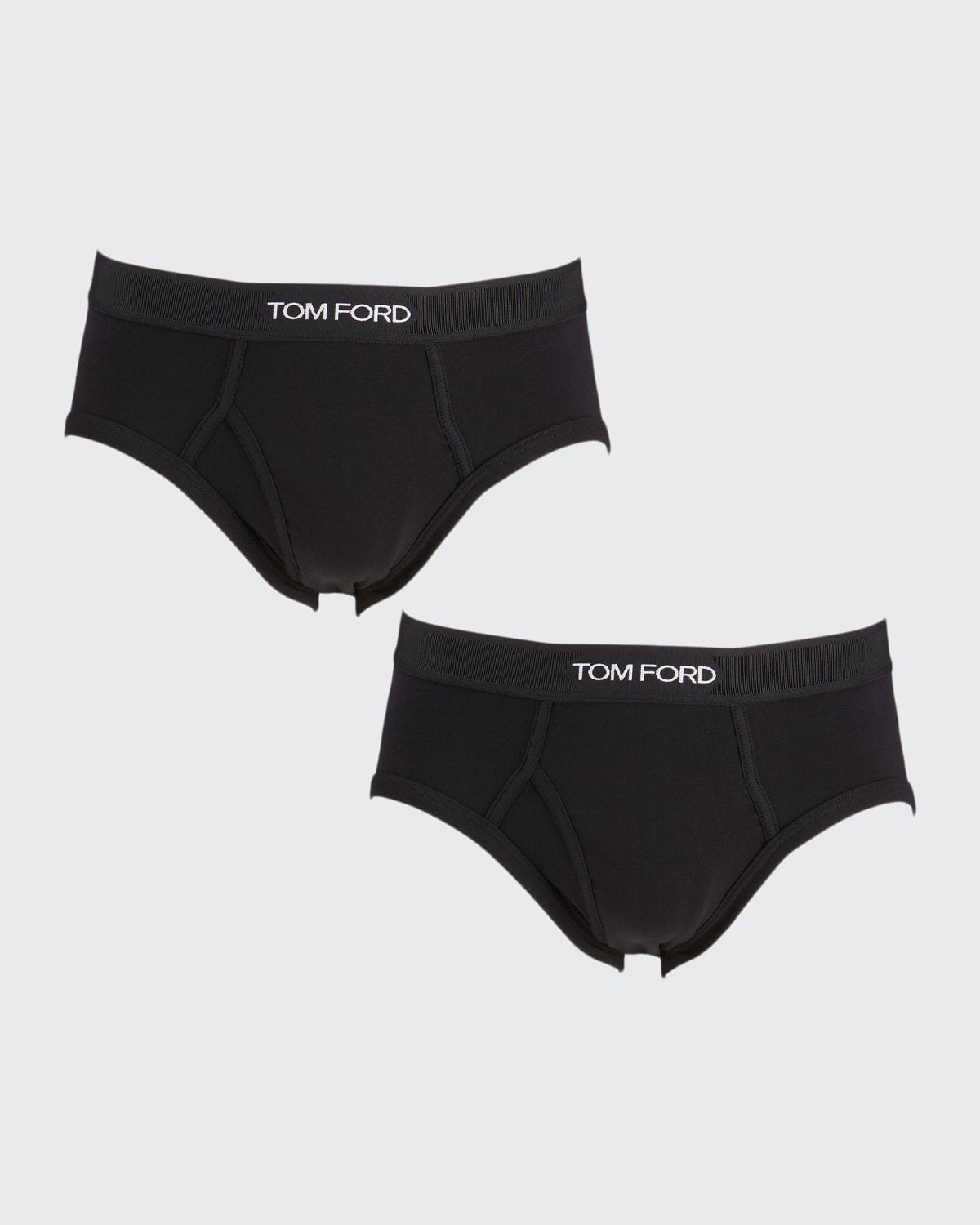 Shop Tom Ford Men's 2-pack Solid Jersey Logo-waist Briefs In Black