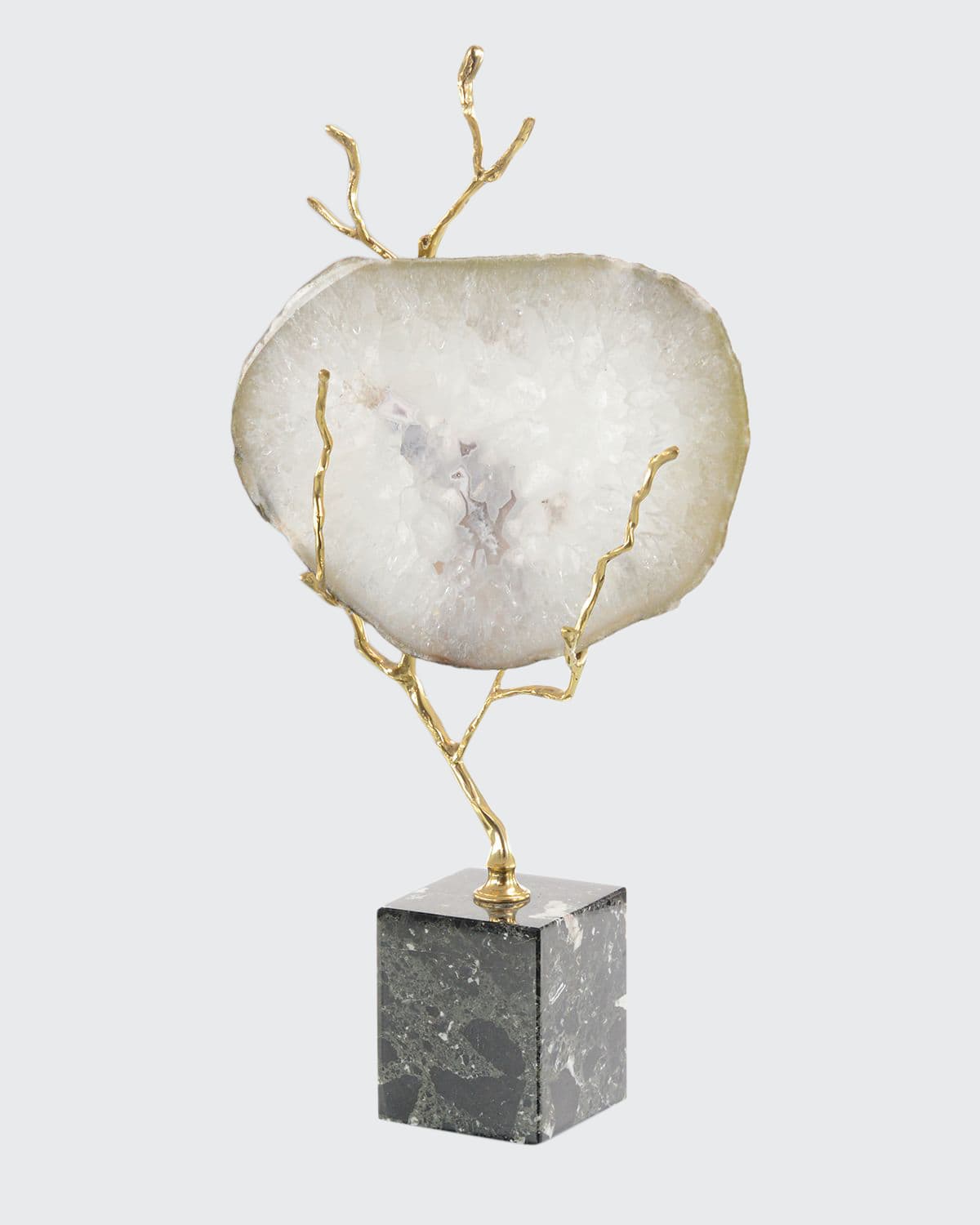 Shop John-richard Collection White Agate Held In Brass Branch In White/gold