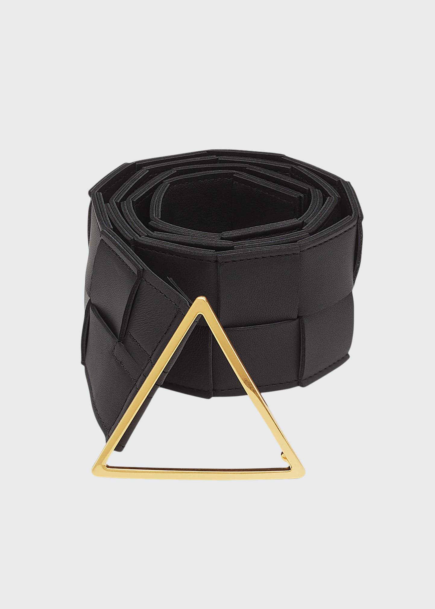 Bottega Veneta Intreccio Napa Leather Belt In Black / Gold