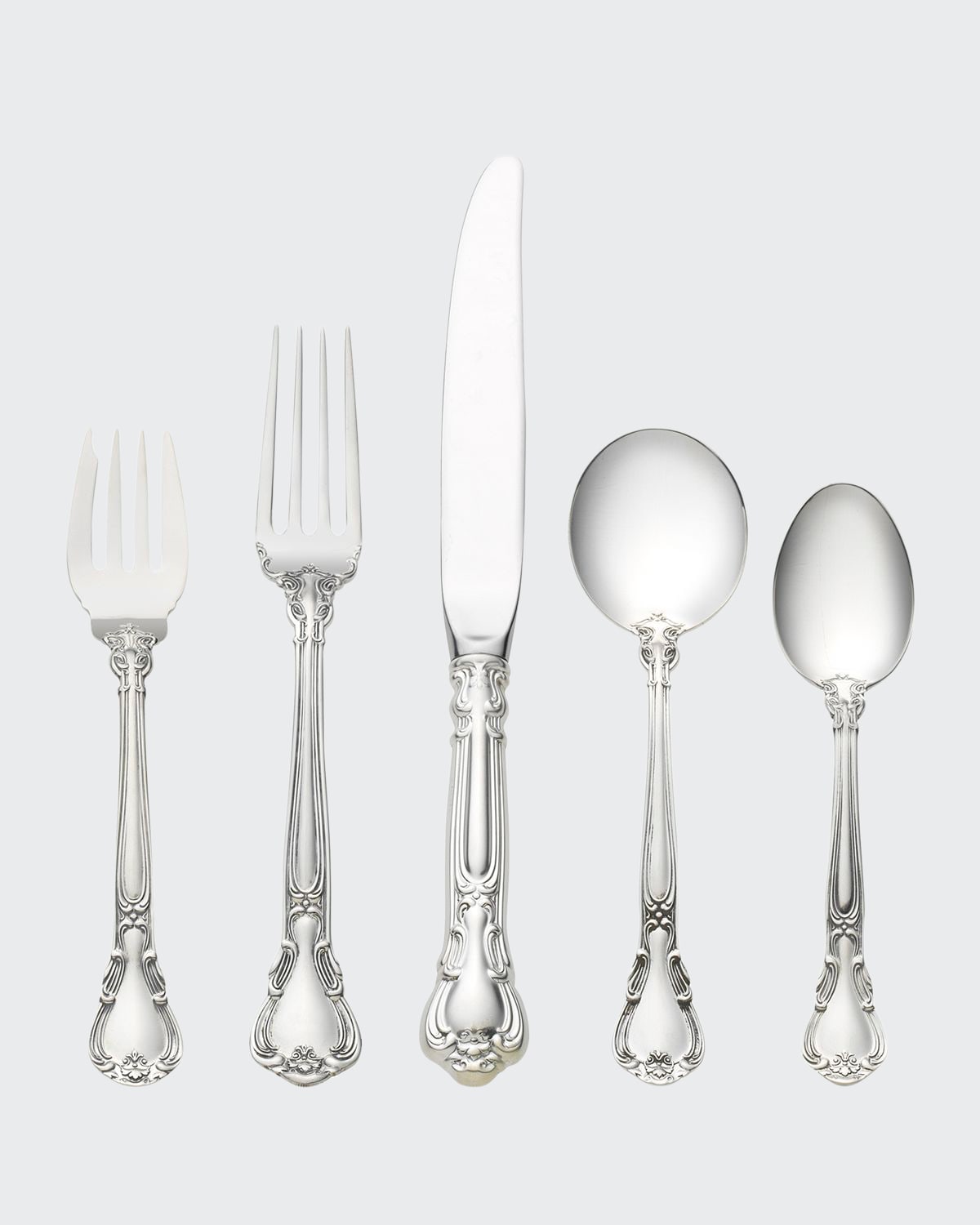 Chantilly 5-Piece Dinner Flatware Setting with Cream Soup Spoon