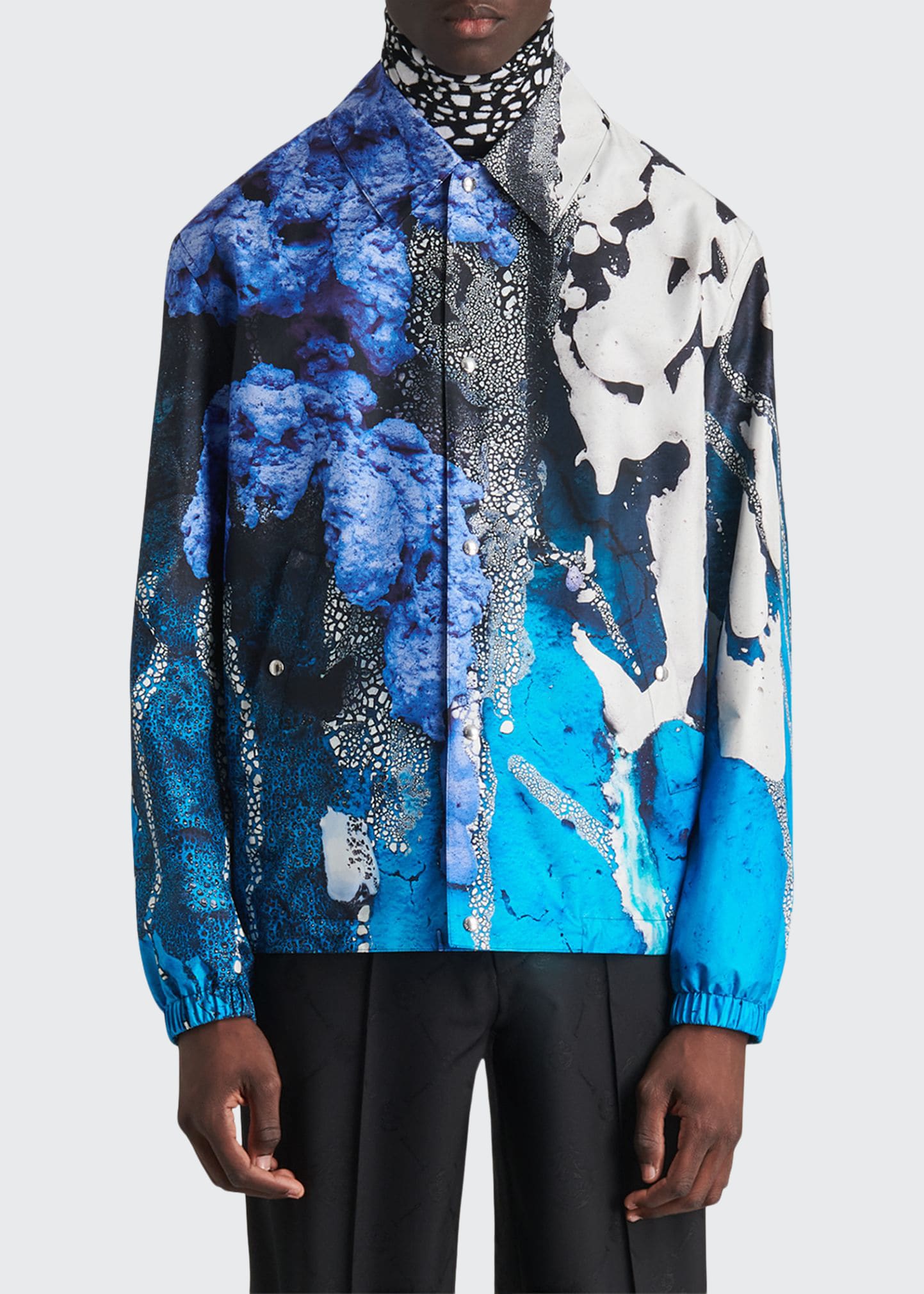 Men's Printed Silk Shirt Jacket