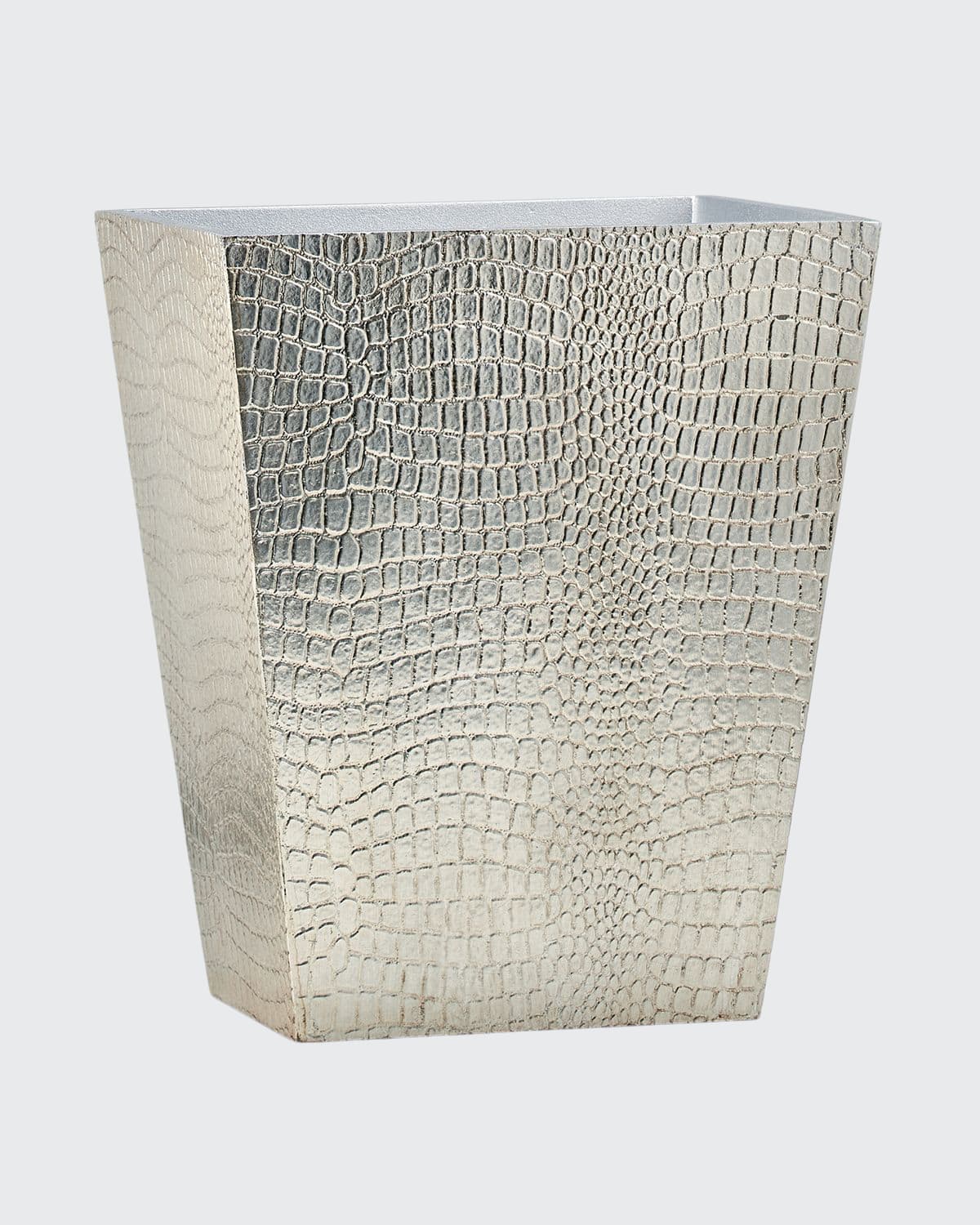 Labrazel Crocodile Silver Waste Basket In Antique Silver