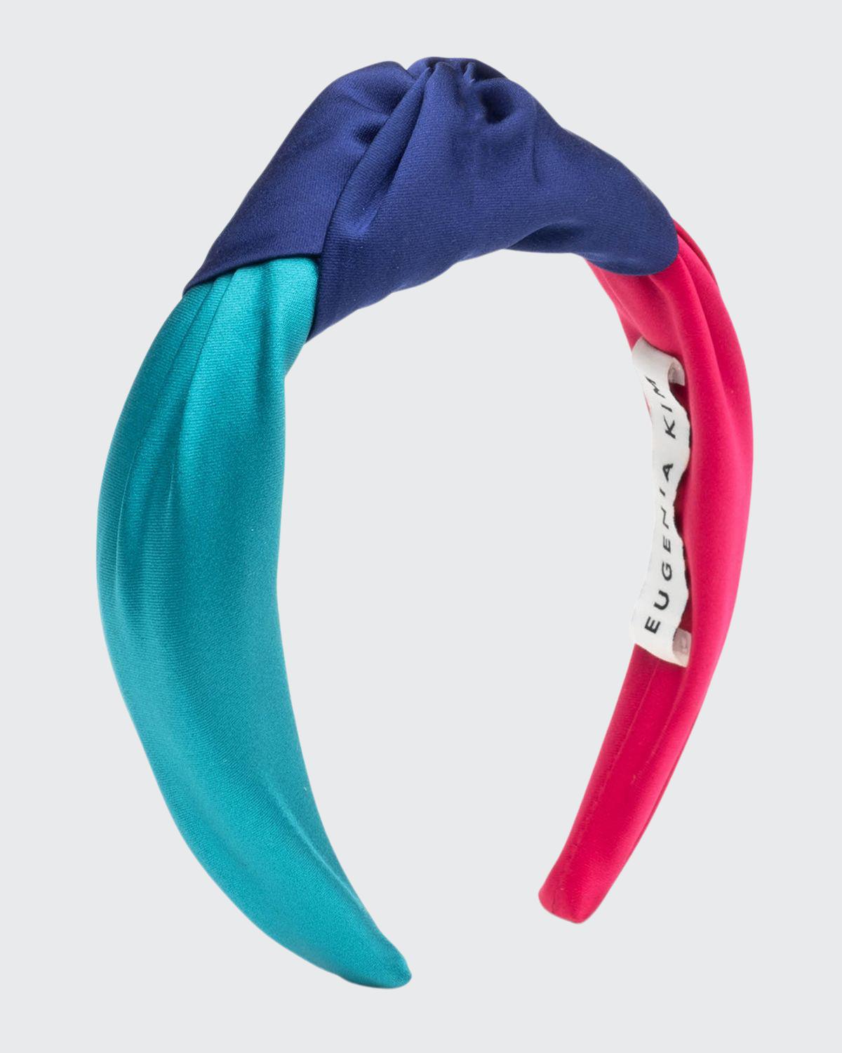 Eugenia Kim Karyn Colorblock Satin Knotted Top Headband In  display picture 2