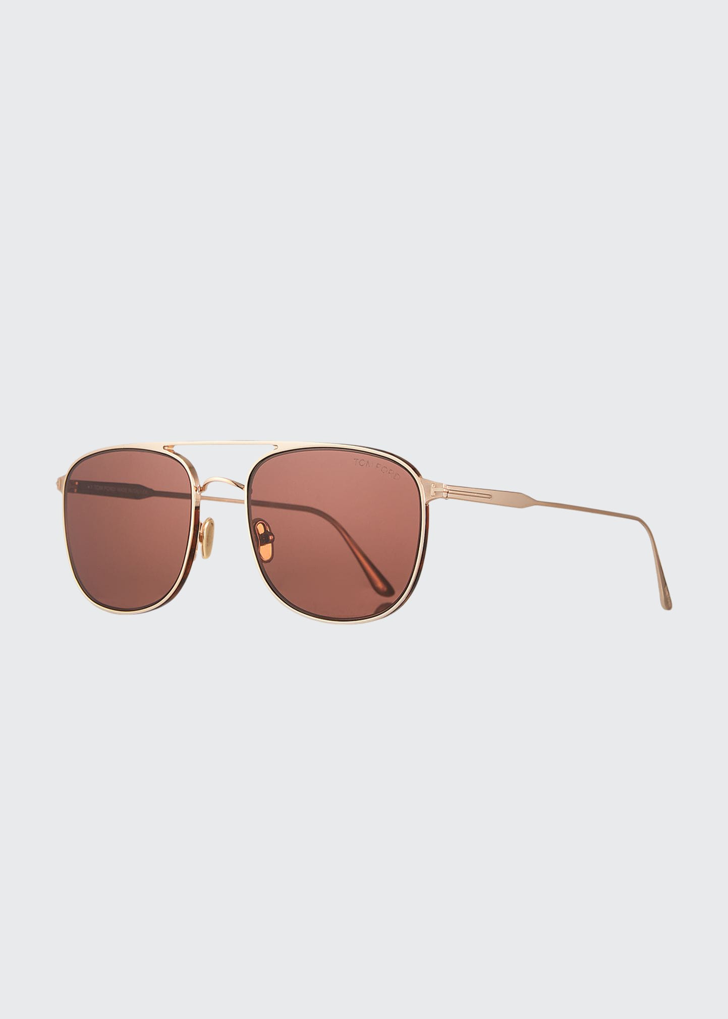 Tom Ford Jake 56mm Rose Gold Navigator Sunglasses In Gold/brown