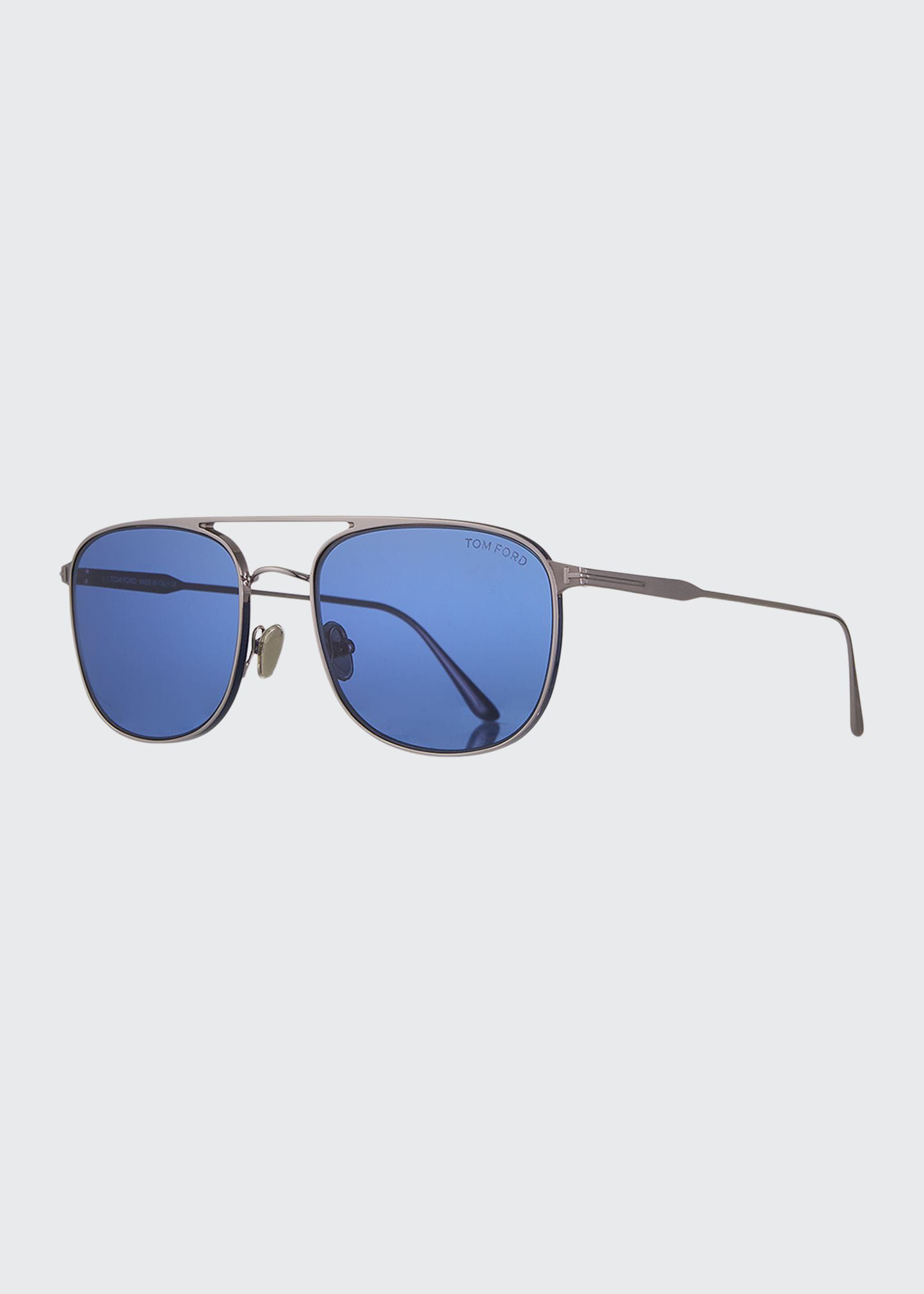 TOM FORD MEN'S JAKE ROUND METAL DOUBLE-BRIDGE SUNGLASSES