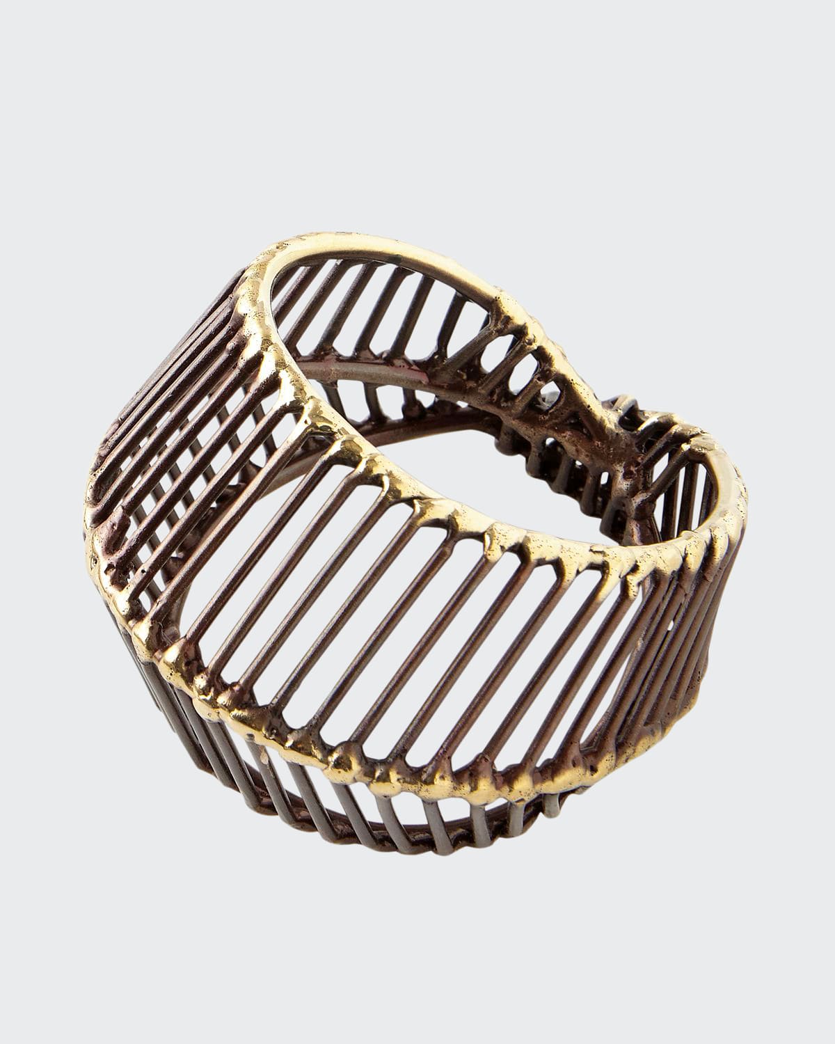 Shop Kim Seybert Cage Napkin Ring, Gold/black In Brass/gold
