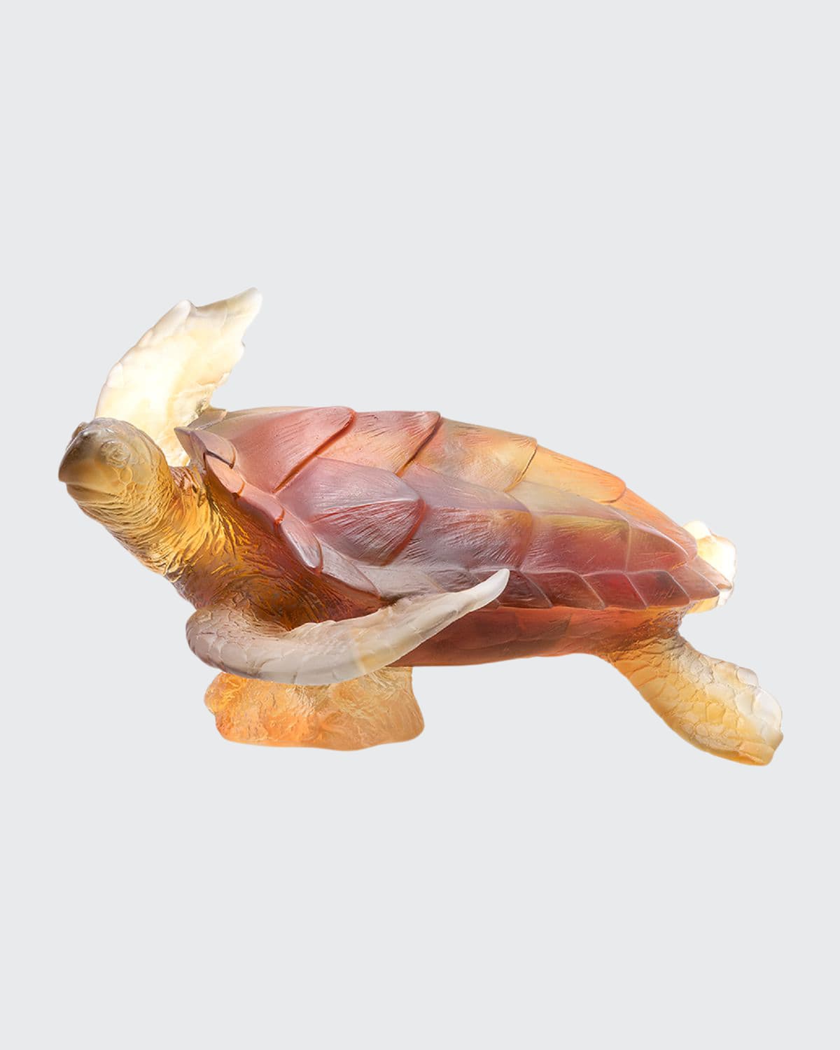 Daum Large Mer De Corail Crystal Sea Turtle Sculpture In Amber