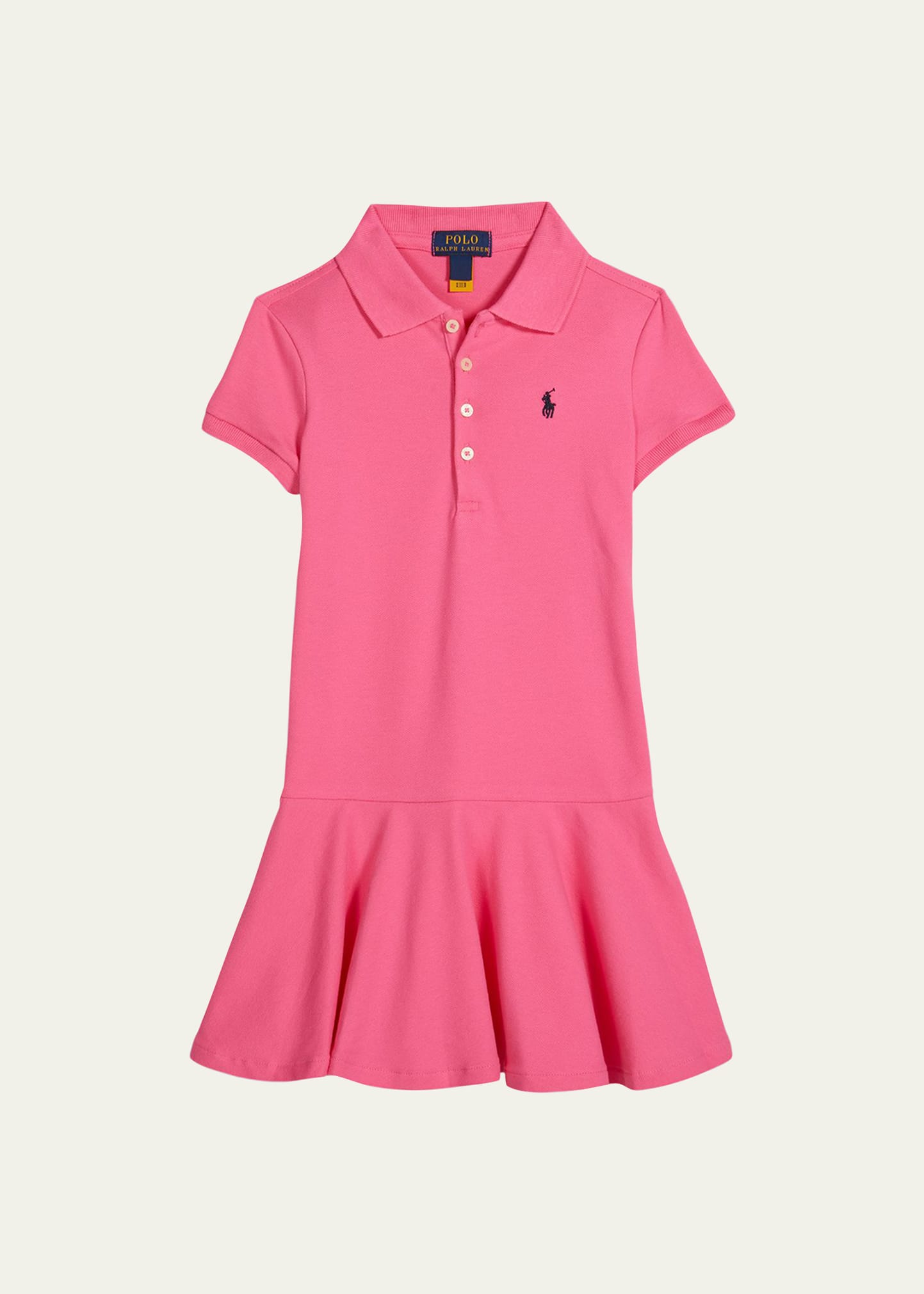 Shop Ralph Lauren Girl's Stretch Cotton Mesh Polo Dress In Baja Pink