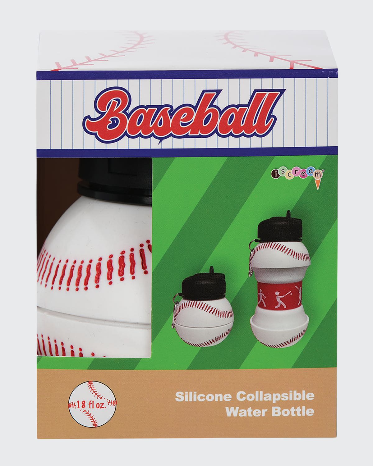 Iscream Kid's Baseball Silicone Collapsible Water Bottle