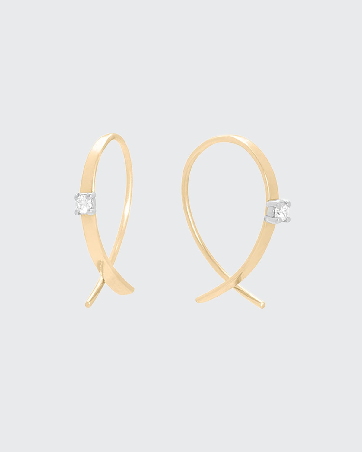 Lana Solo Mini Flat Upside Down Hoops With Diamonds