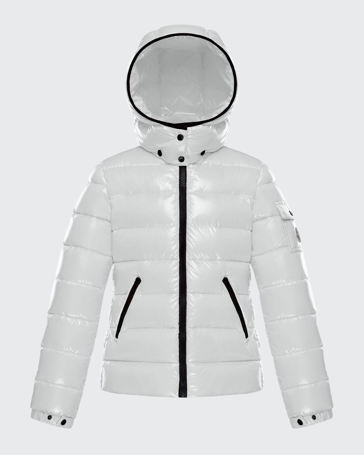 Shop Moncler Girl's Bady Quilted Logo Jacket In White