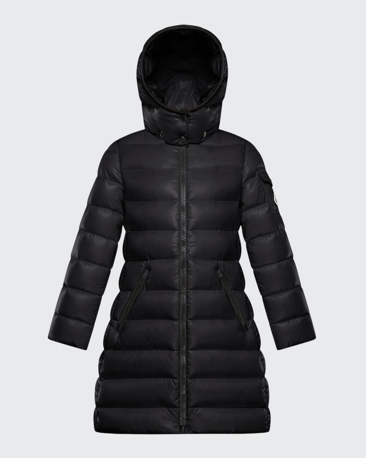 MONCLER GIRL'S MOKA QUILTED LONG JACKET