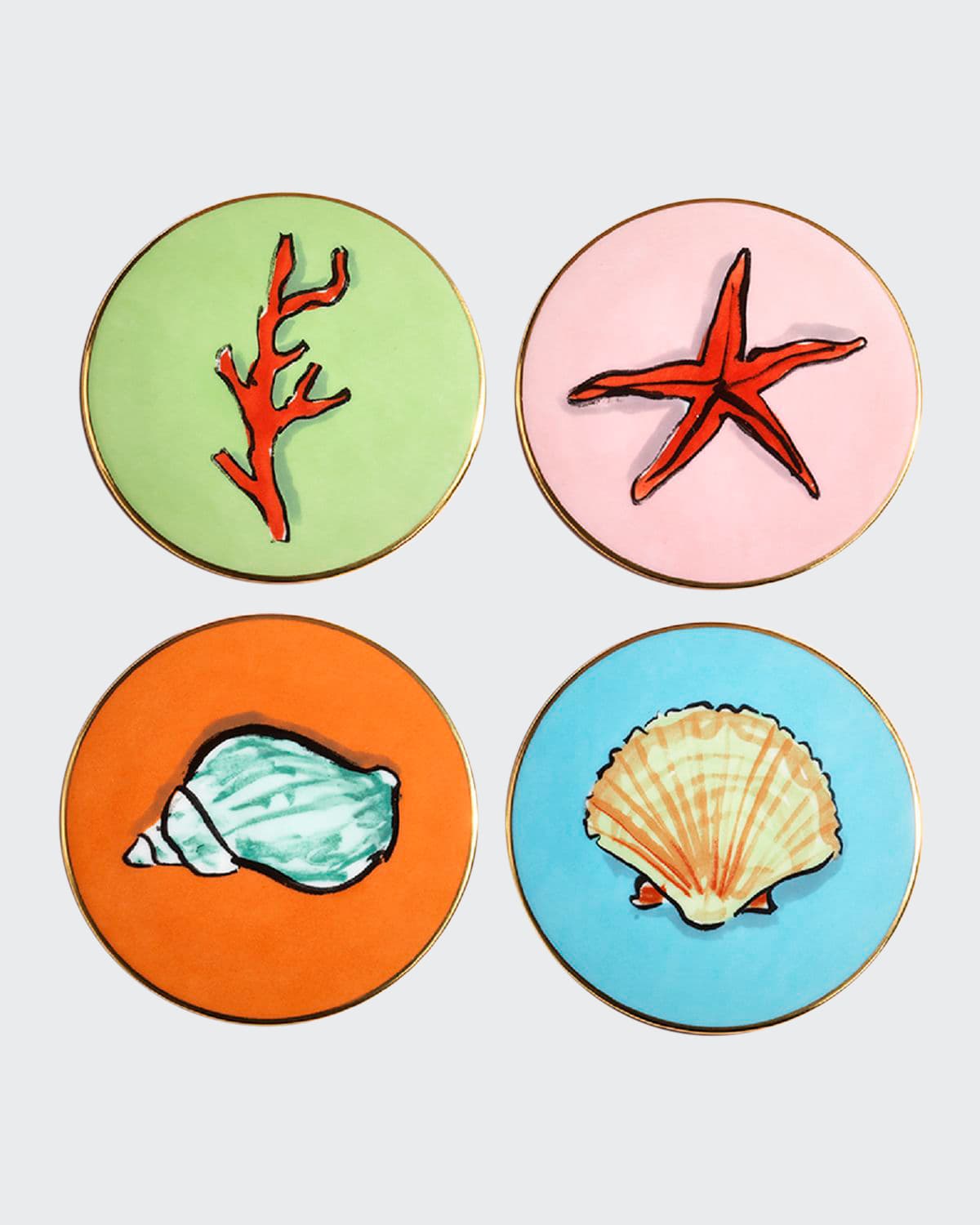 Shop Ginori 1735 Neptune's Voyage Coasters, Set Of 4 In Assorted