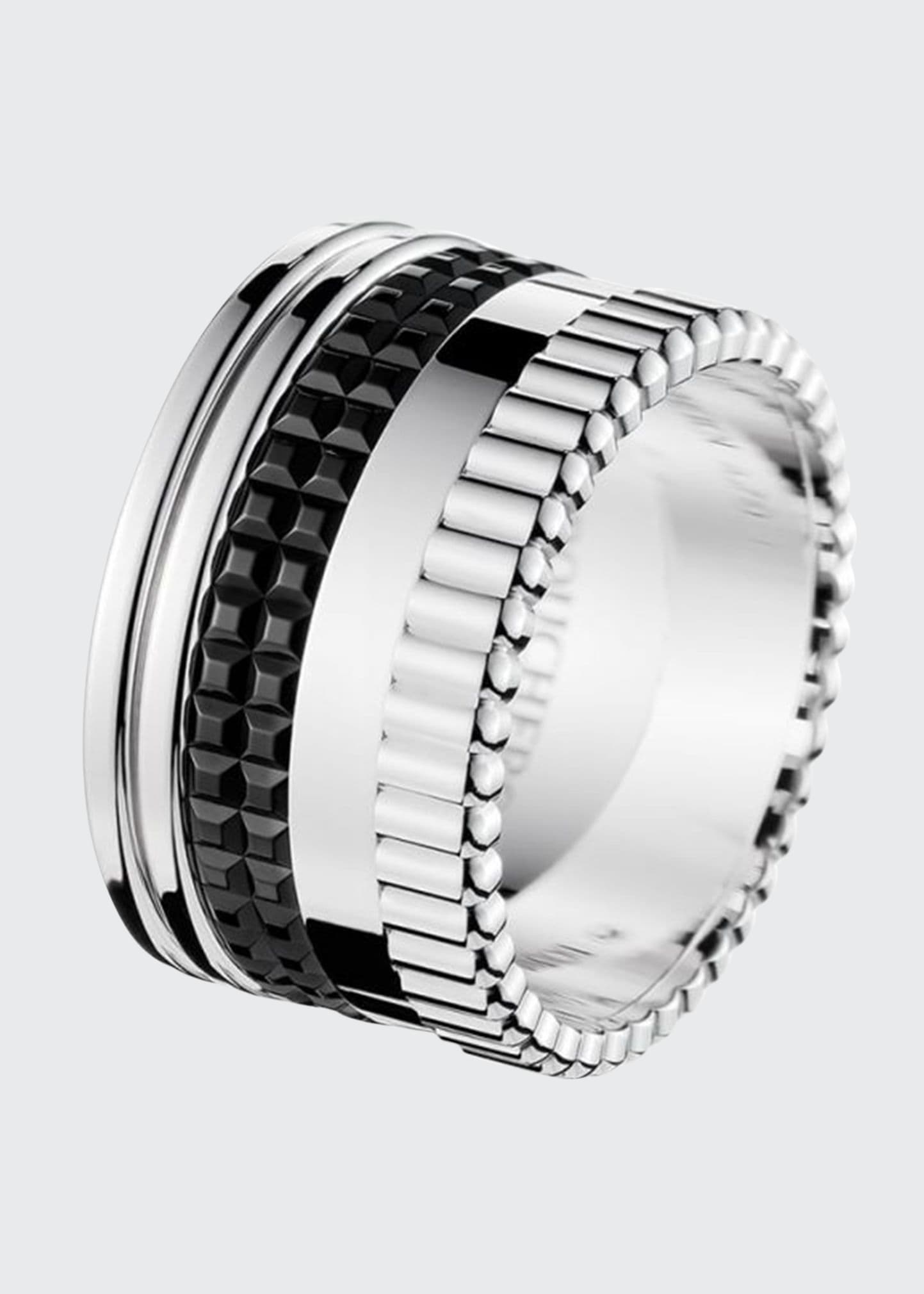 Boucheron Quatre Large Ring in White Gold with Black PVD, Size 54