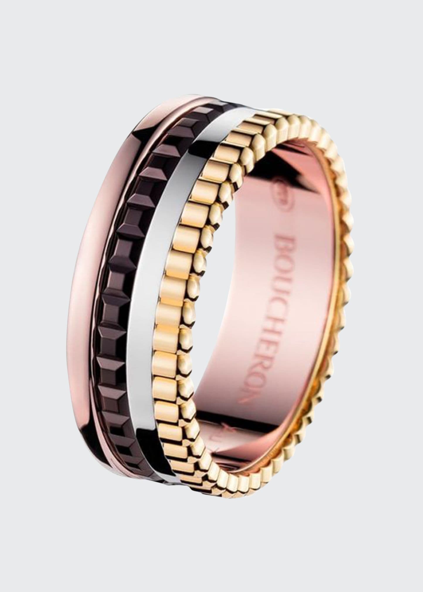 Boucheron Quatre Small Ring in Tricolor Gold and Brown PVD