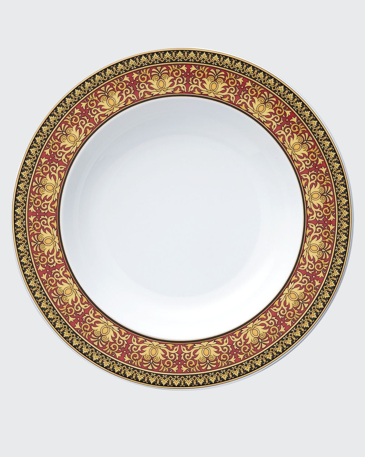 Versace Medusa Red Rim Soup Bowl In Red