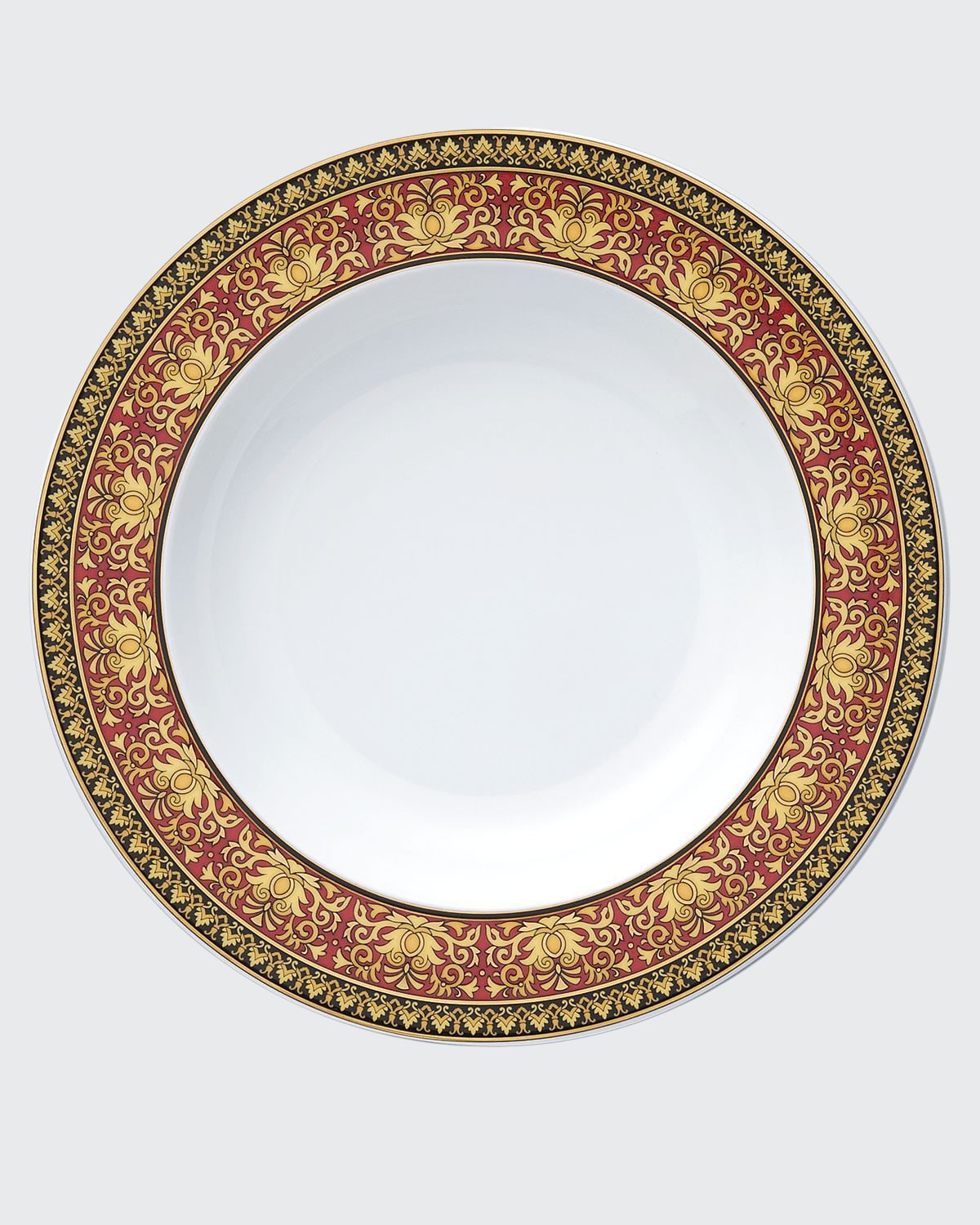 Versace Medusa Red Rim Soup Bowl In Multi