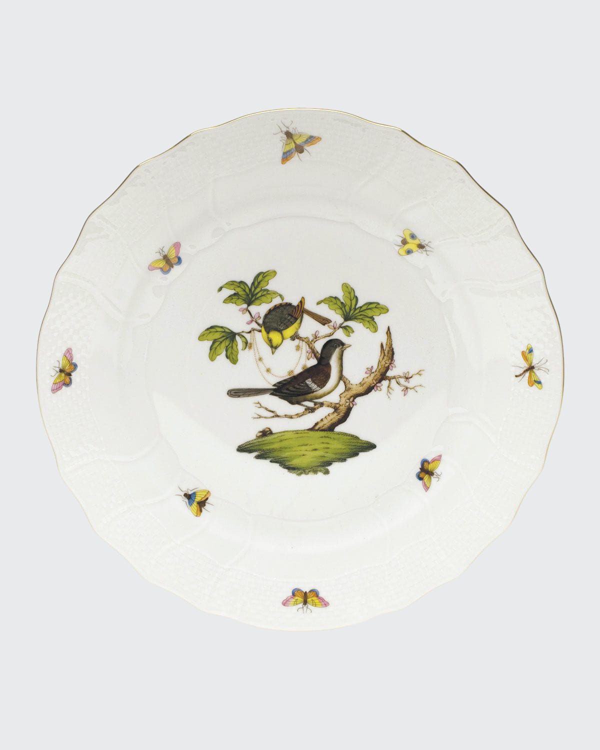 Herend Rothschild Bird Dinner Plate #1 In White