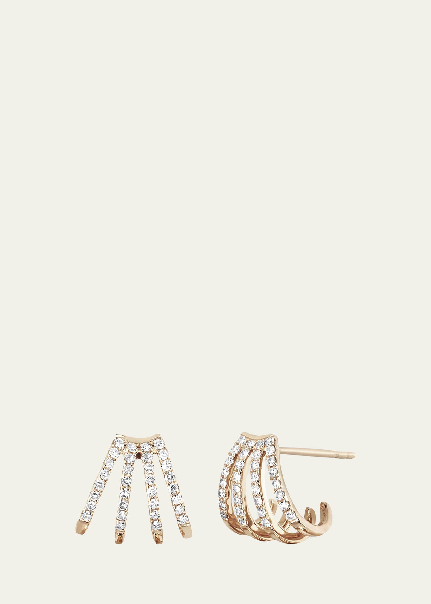 EF Collection 14K Gold Multi-Row Huggie Earrings with Diamonds