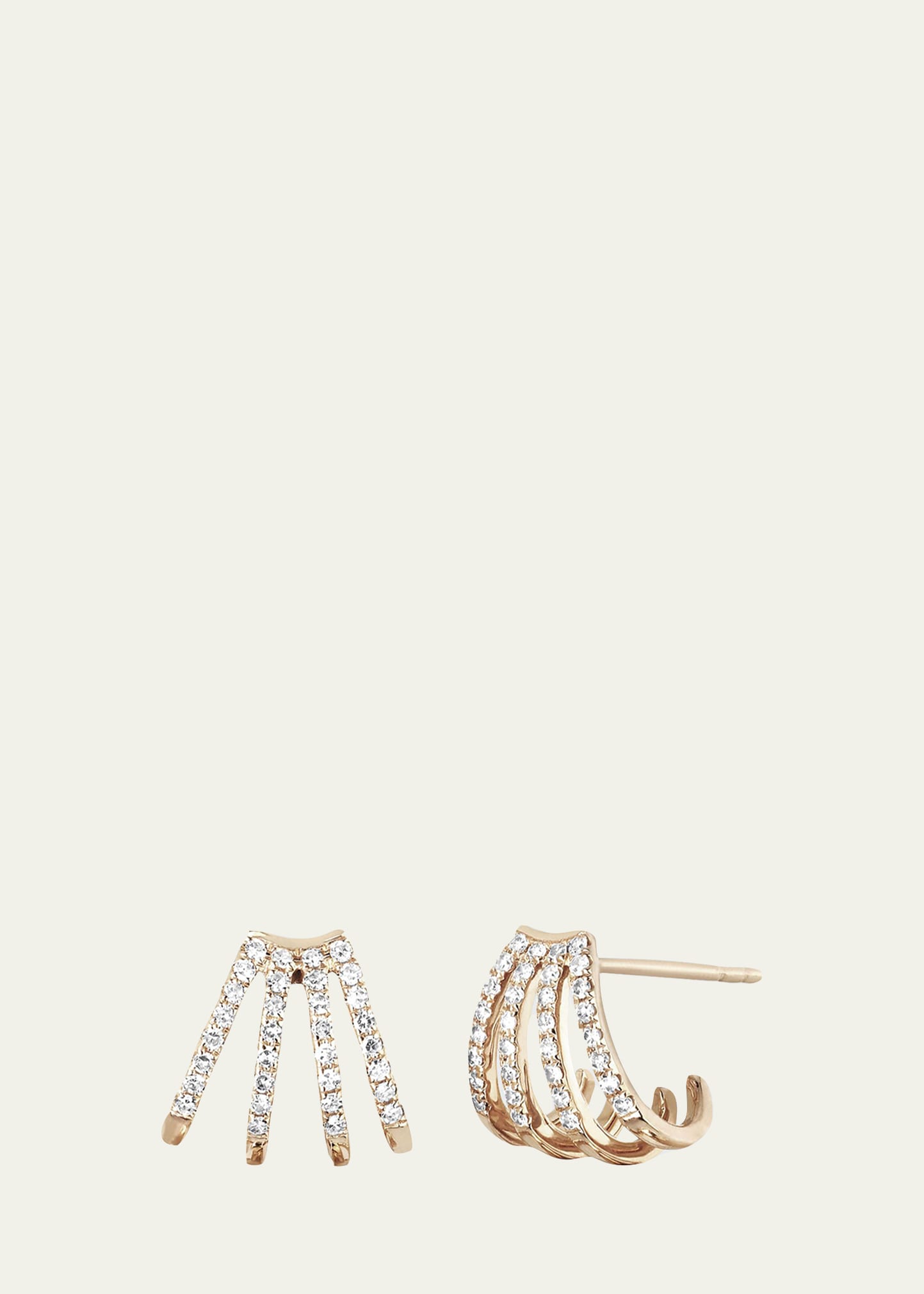 Ef Collection 14k Gold Multi-row Huggie Earrings With Diamonds In Diamondgold