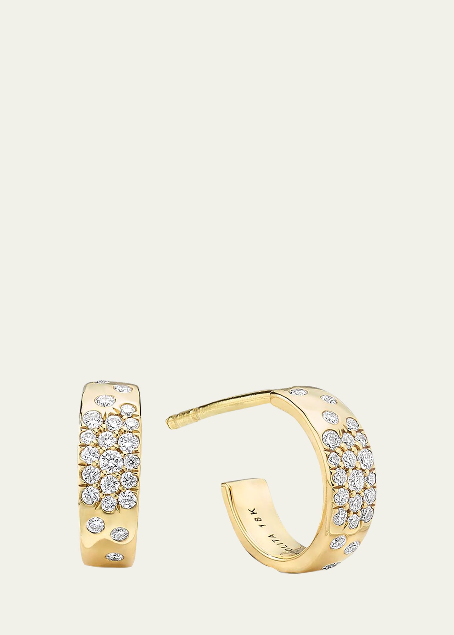 Huggie Hoop Earrings in 18K Gold with Diamonds