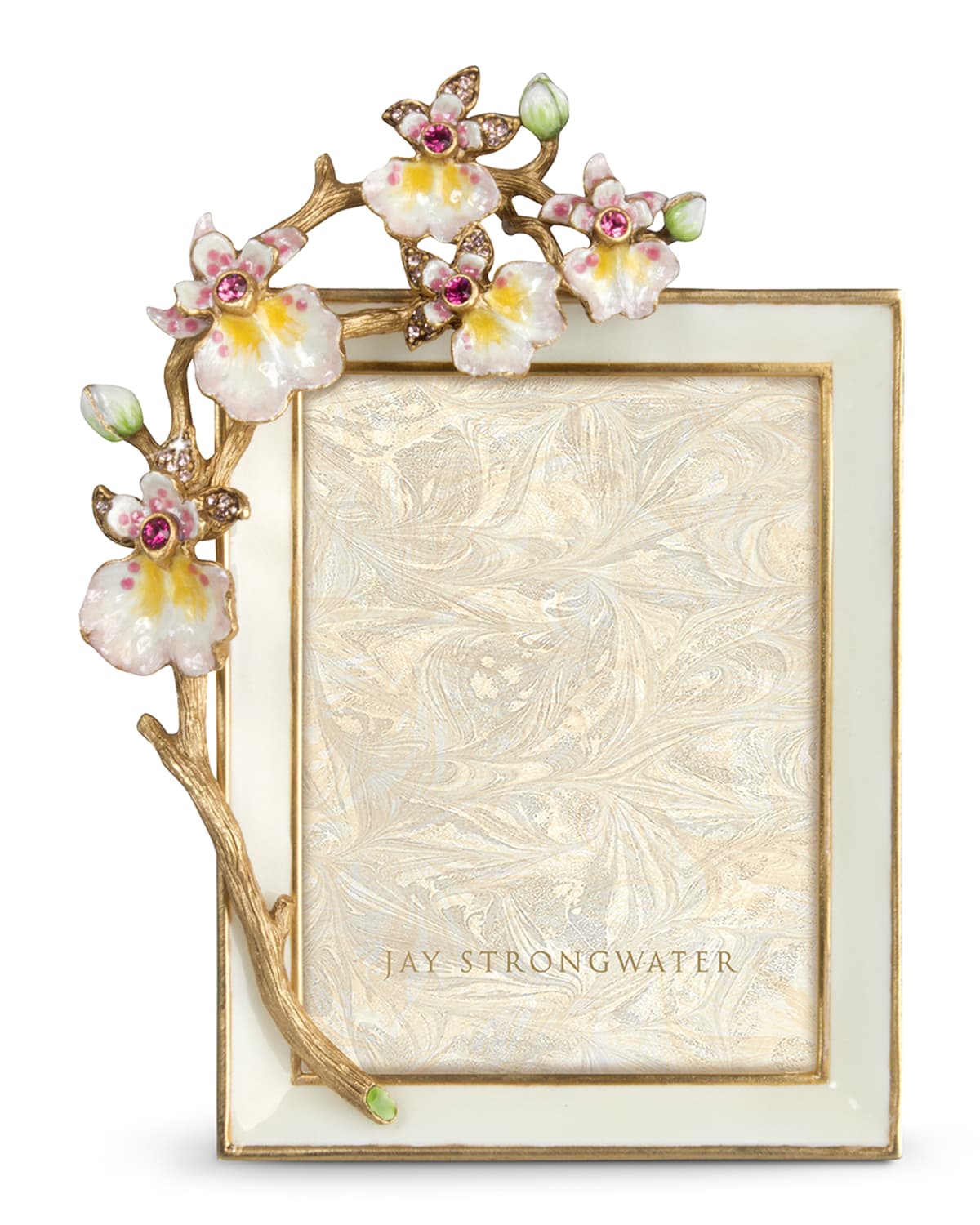 Jay Strongwater Orchid 3" X 4" Picture Frame In Flora
