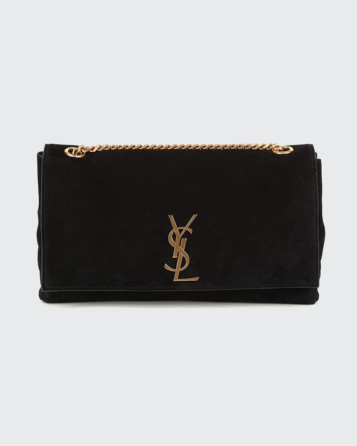 Saint Laurent Kate Medium Reversible Ysl Crossbody Bag In Suede And Smooth Leather In Black