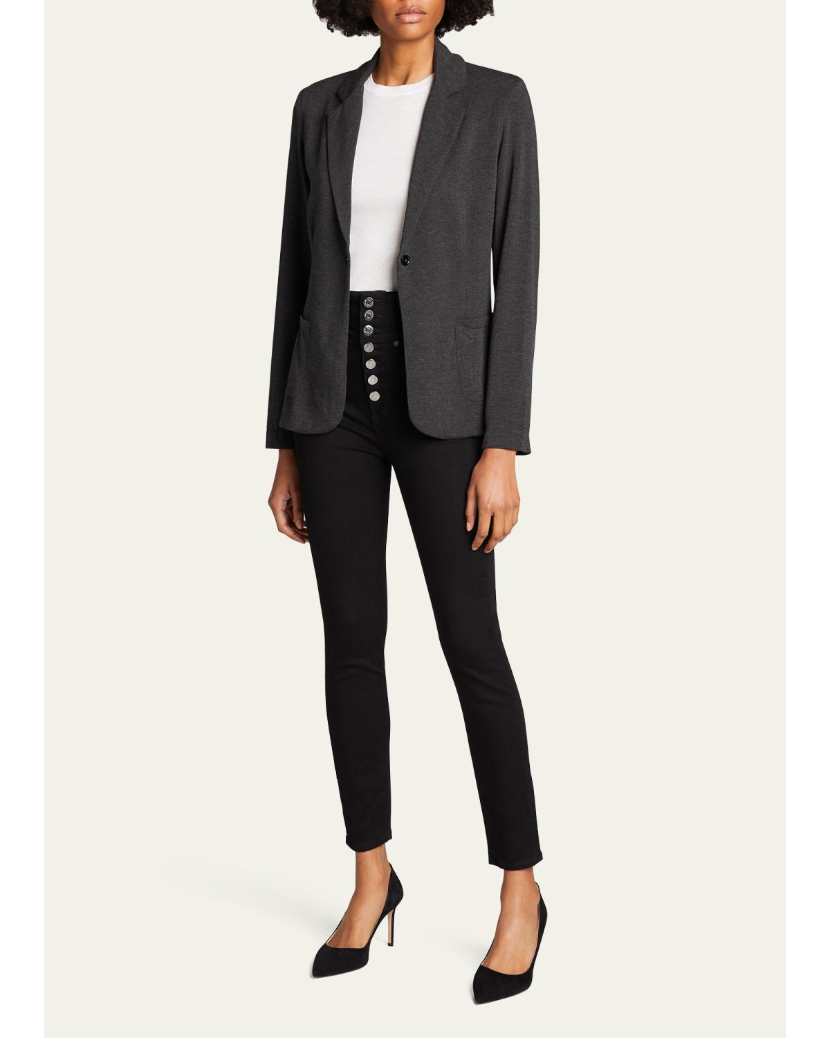 French Terry One-Button Blazer