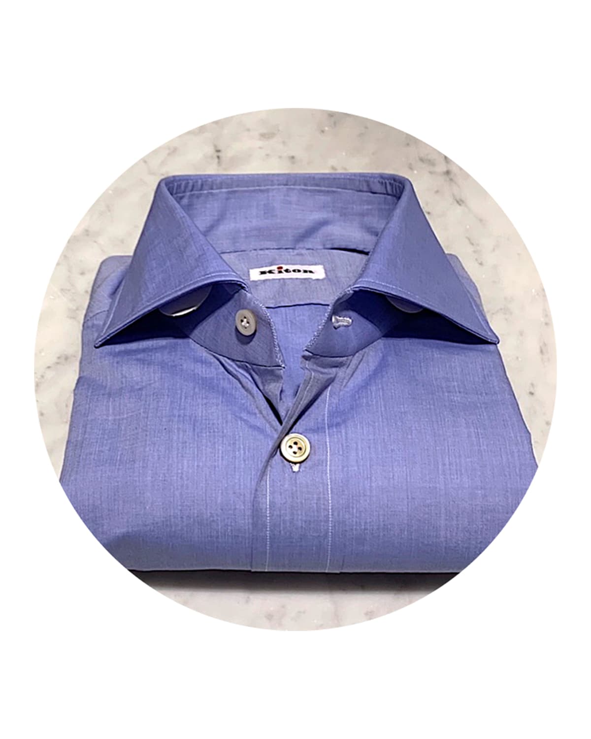 KITON MEN'S BLUE BASIC SHIRT 