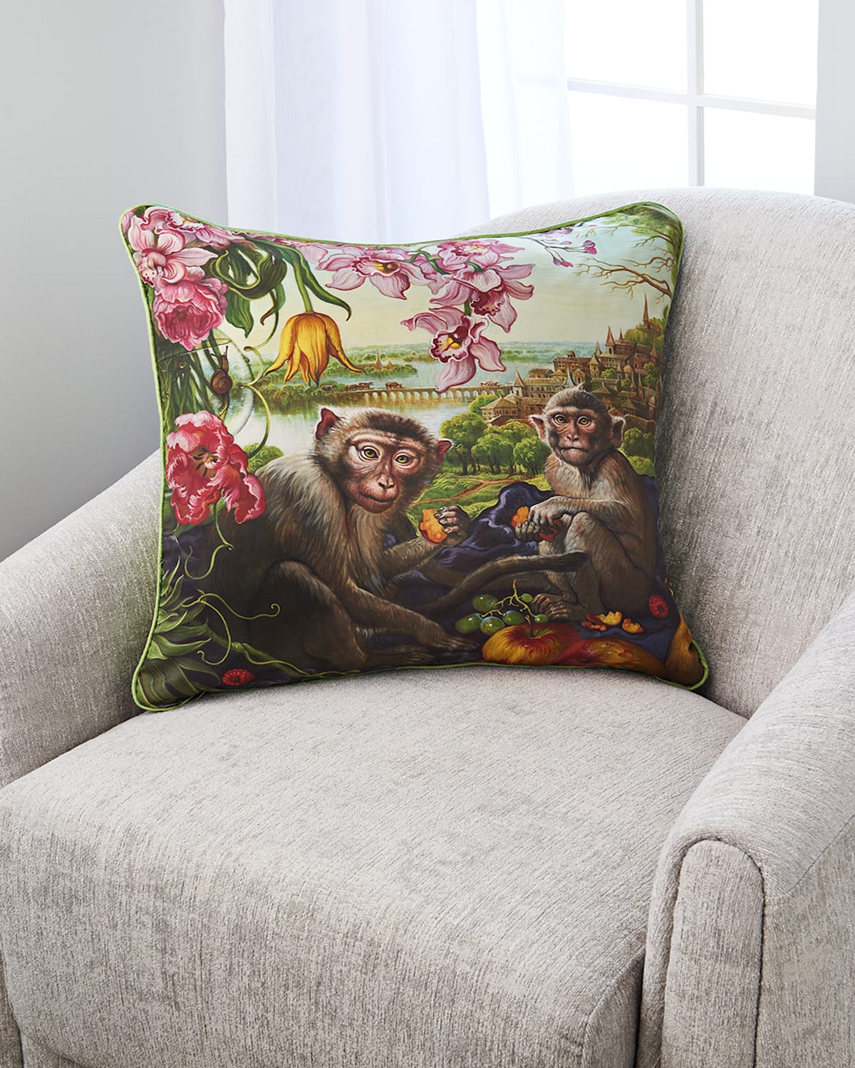 Yana Movchan Monkey Falling In My Dream Accent Pillow