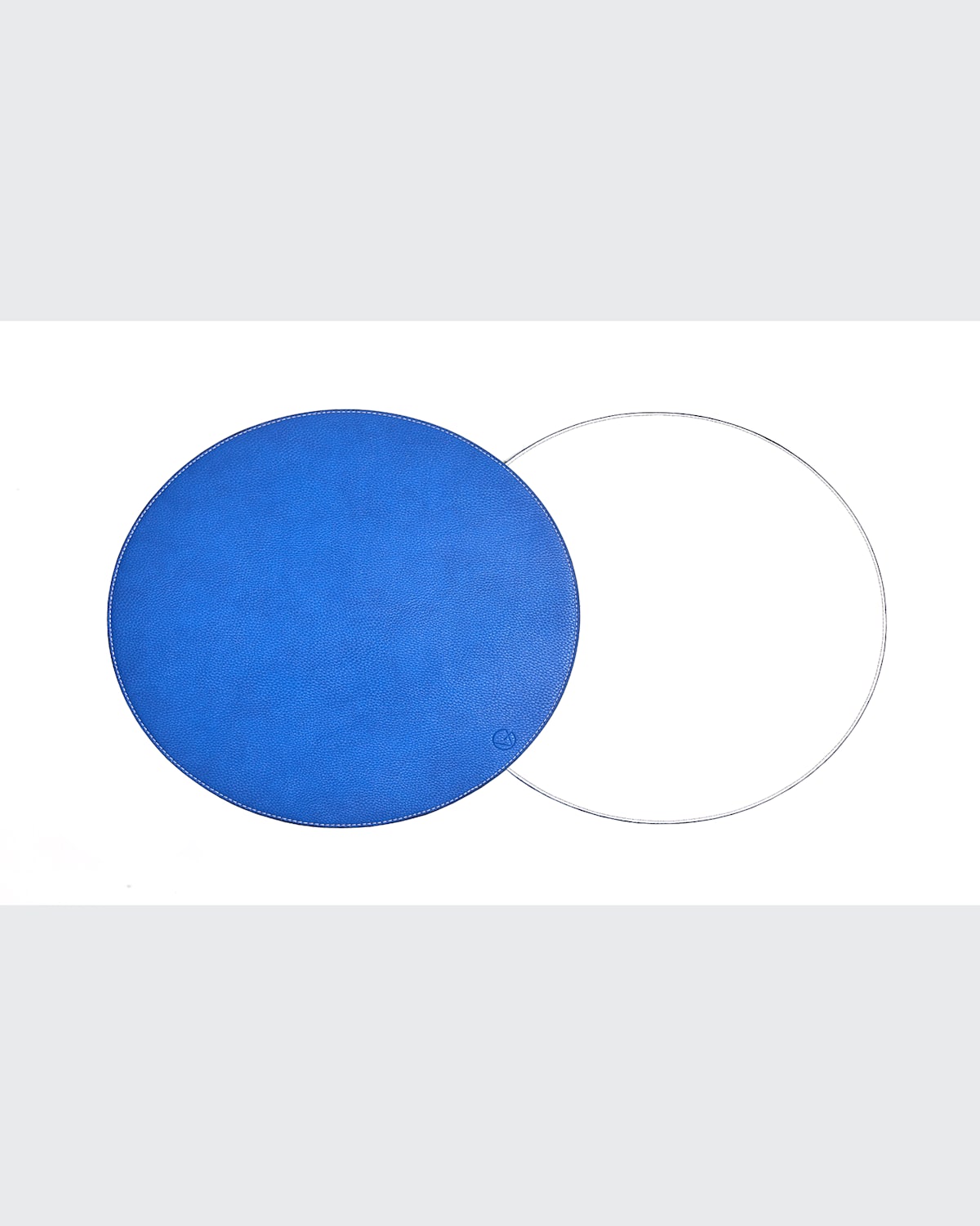 Von Gern Home Reversible Round Textured Faux-leather Placemat In Blue White