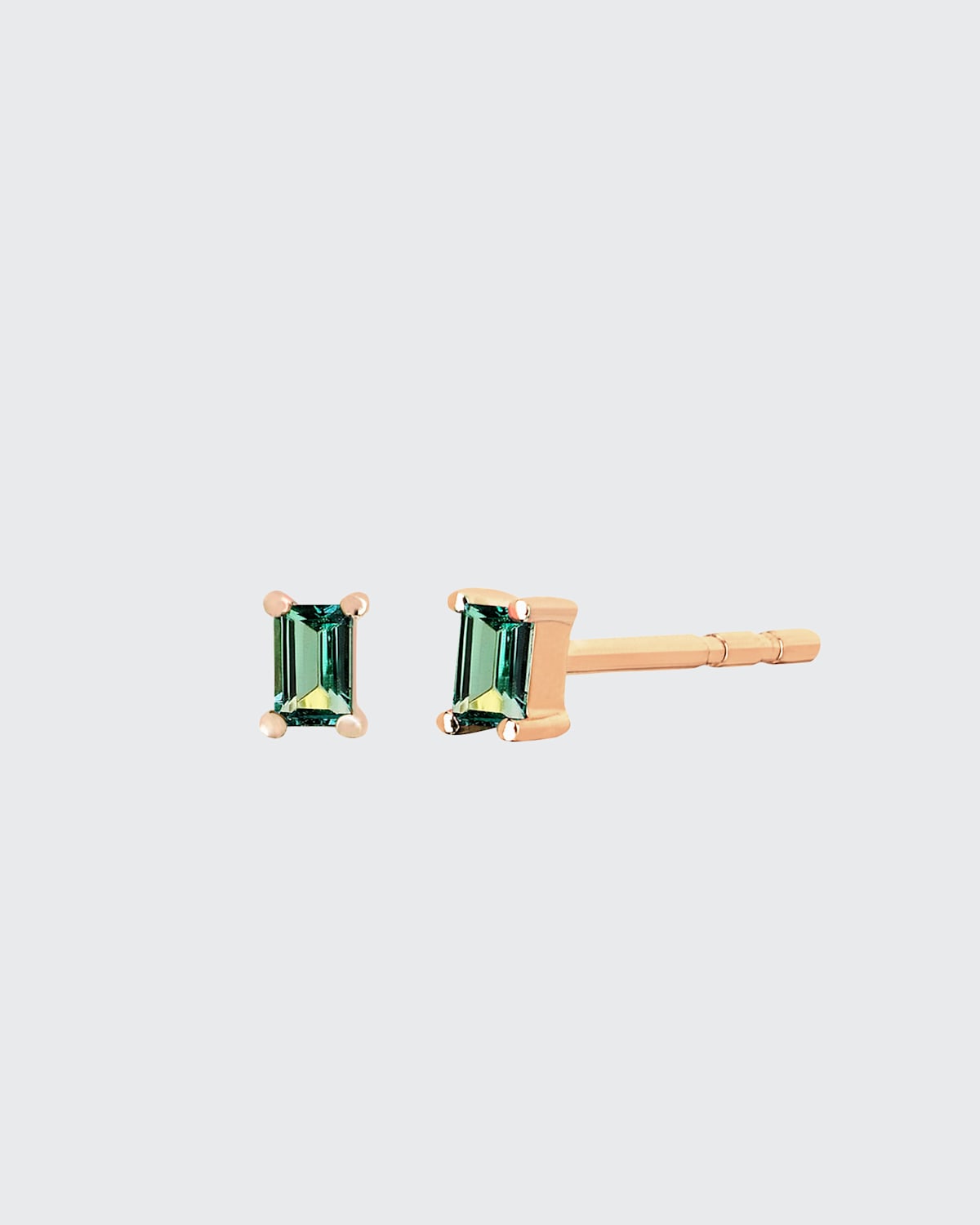 14k Single Emerald Baguette Stud Earrings