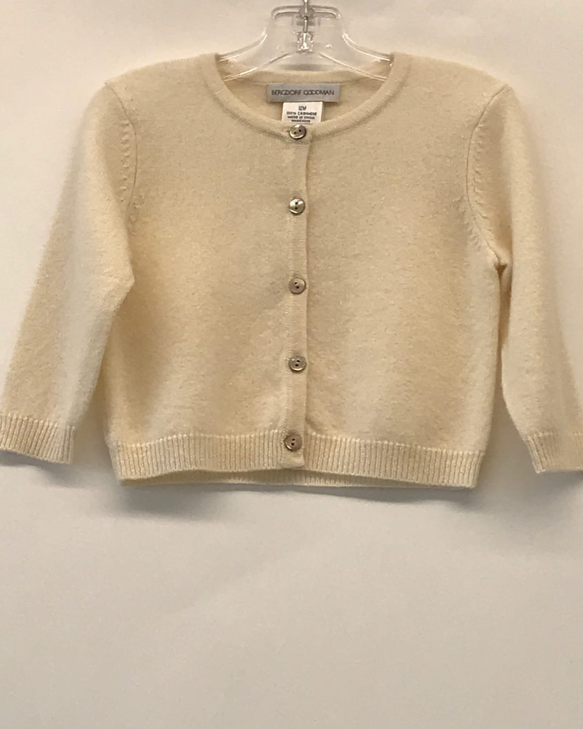 Sofia Cashmere Girl's Solid Rib Knit Cardigan In Ivory
