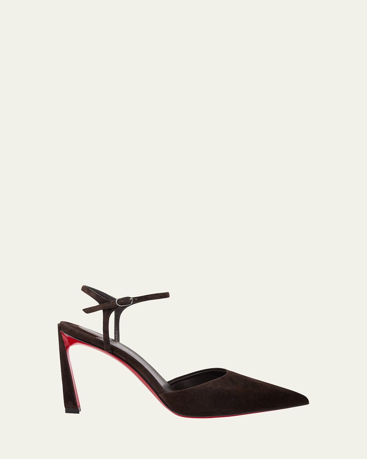Christian Louboutin Condora Suede Ankle-strap Red Sole Pumps In Black