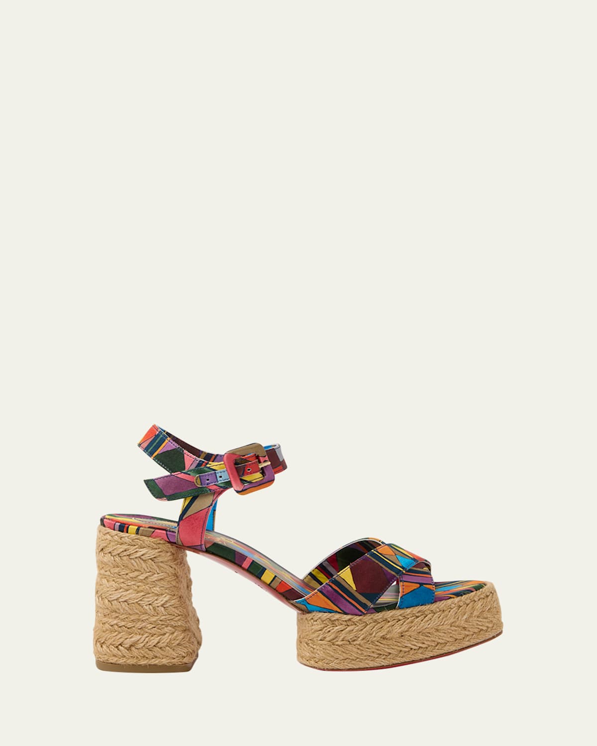 Christian Louboutin 85mm Calakala Geometric Platform Espadrille Sandals In Multi