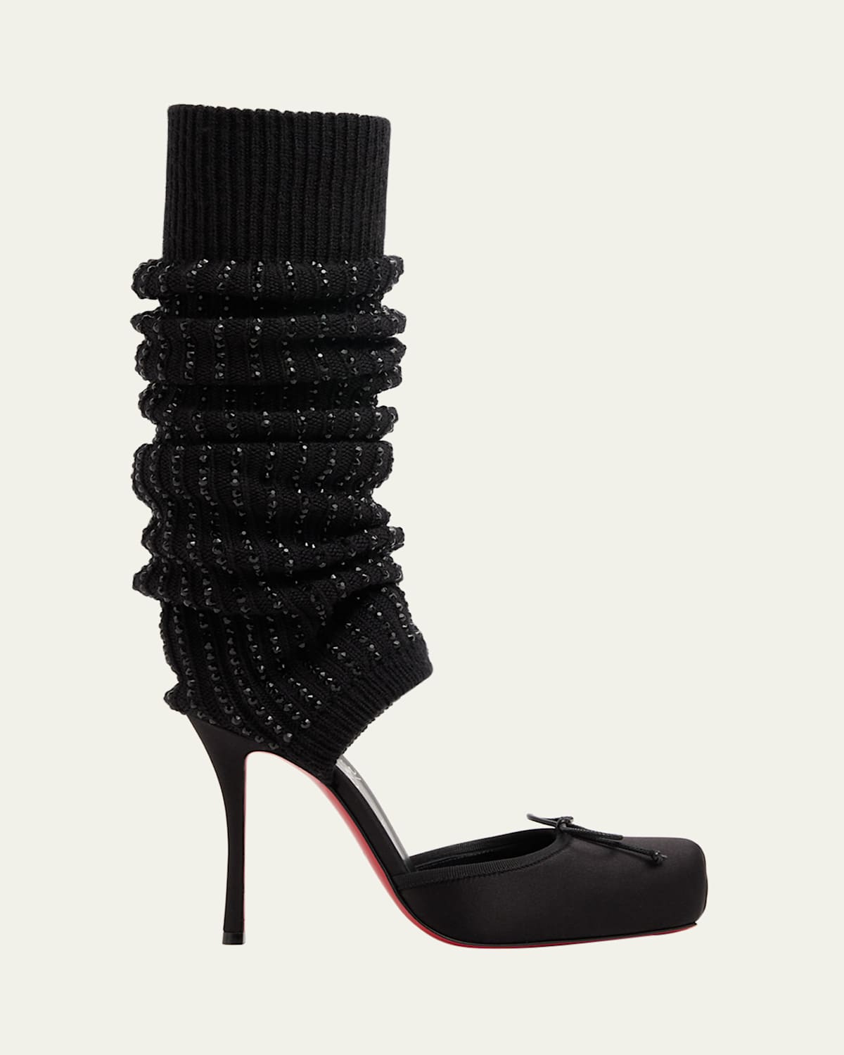 Christian Louboutin 110mm Cassia Annmac Satin Leg Warmer Pumps In Black